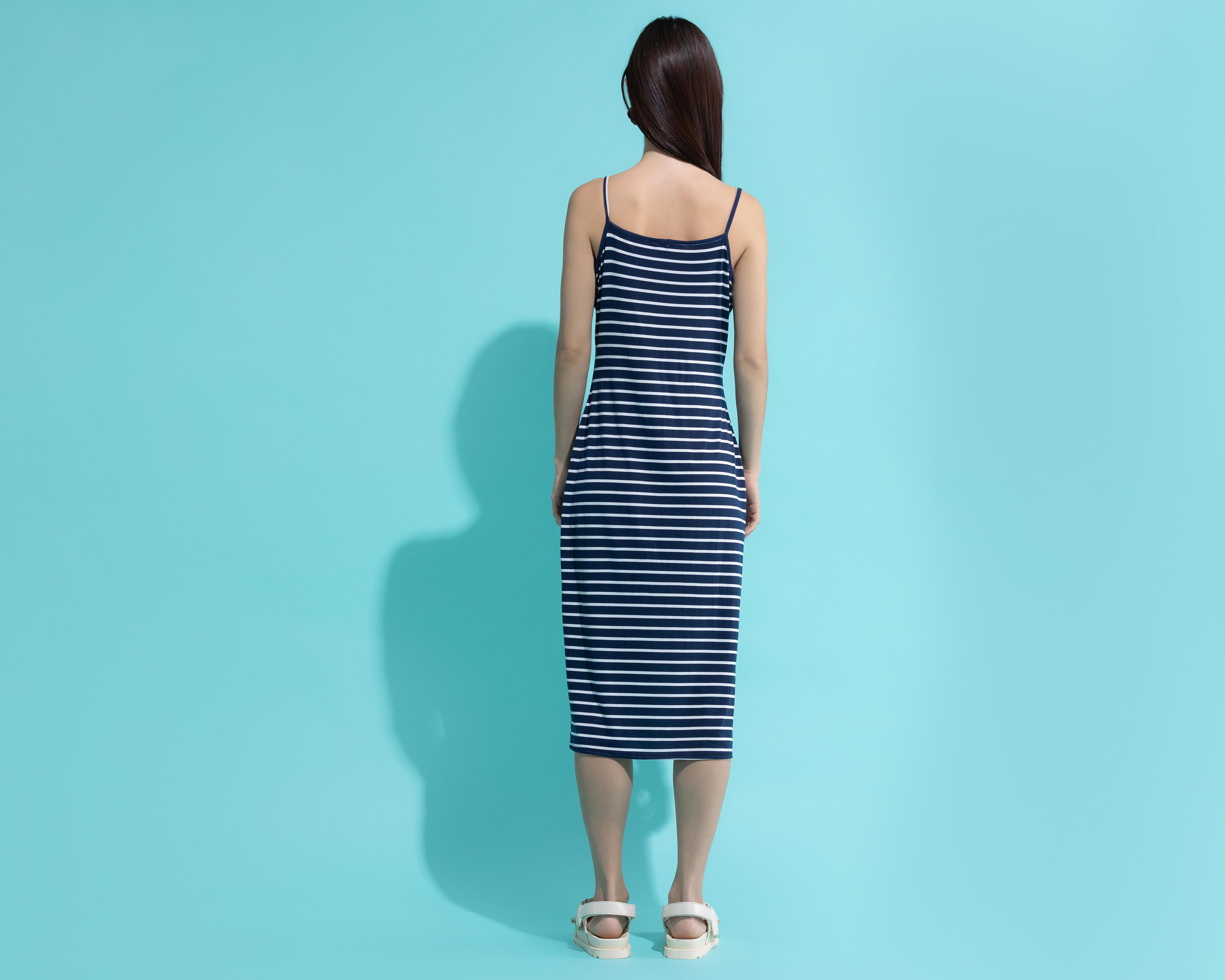 Foto 4 pulgar | Vestido Thinner Casual a Rayas Midi
