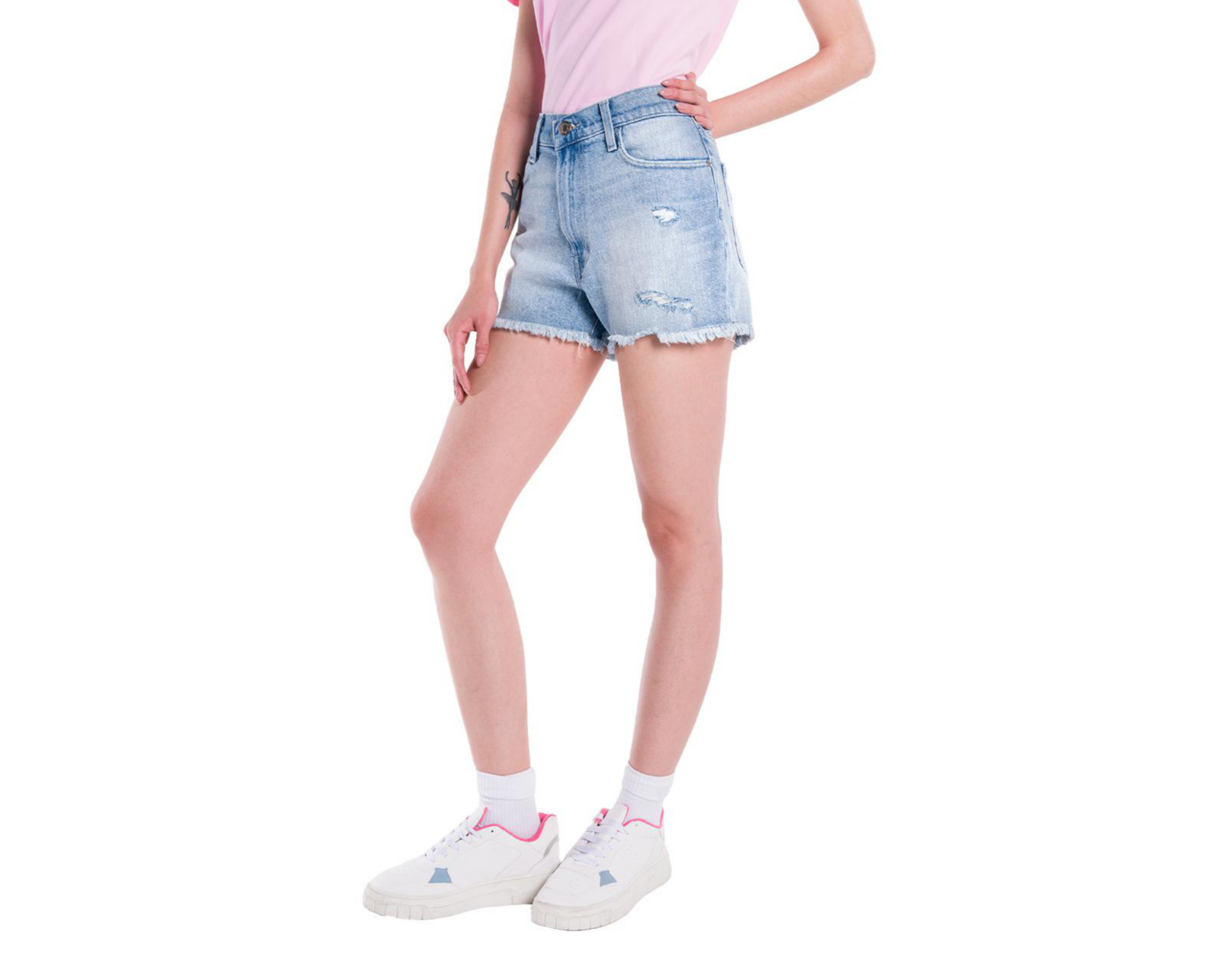 Foto 3 pulgar | Short Oggi Deslavado para Mujer