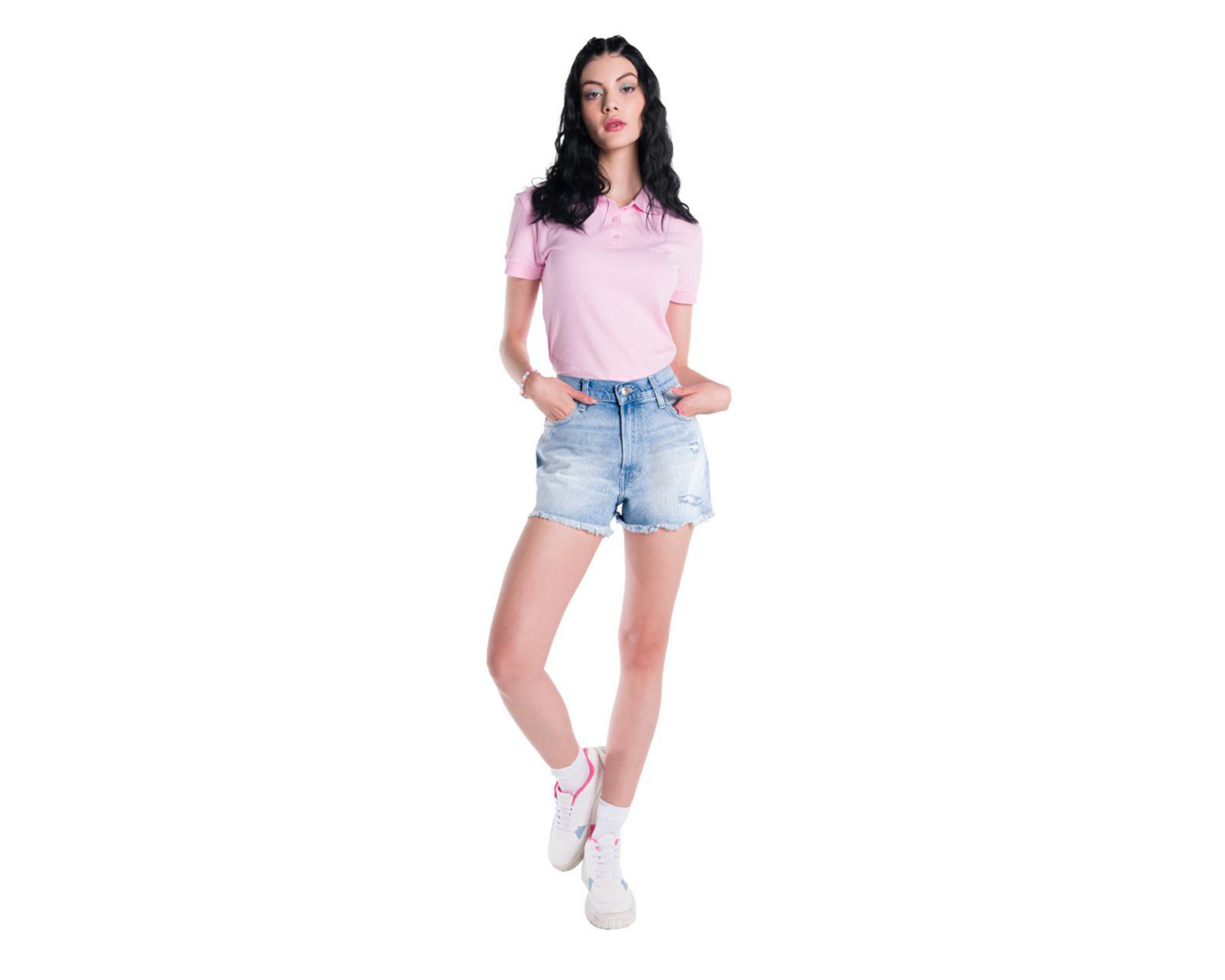 Foto 7 pulgar | Short Oggi Deslavado para Mujer