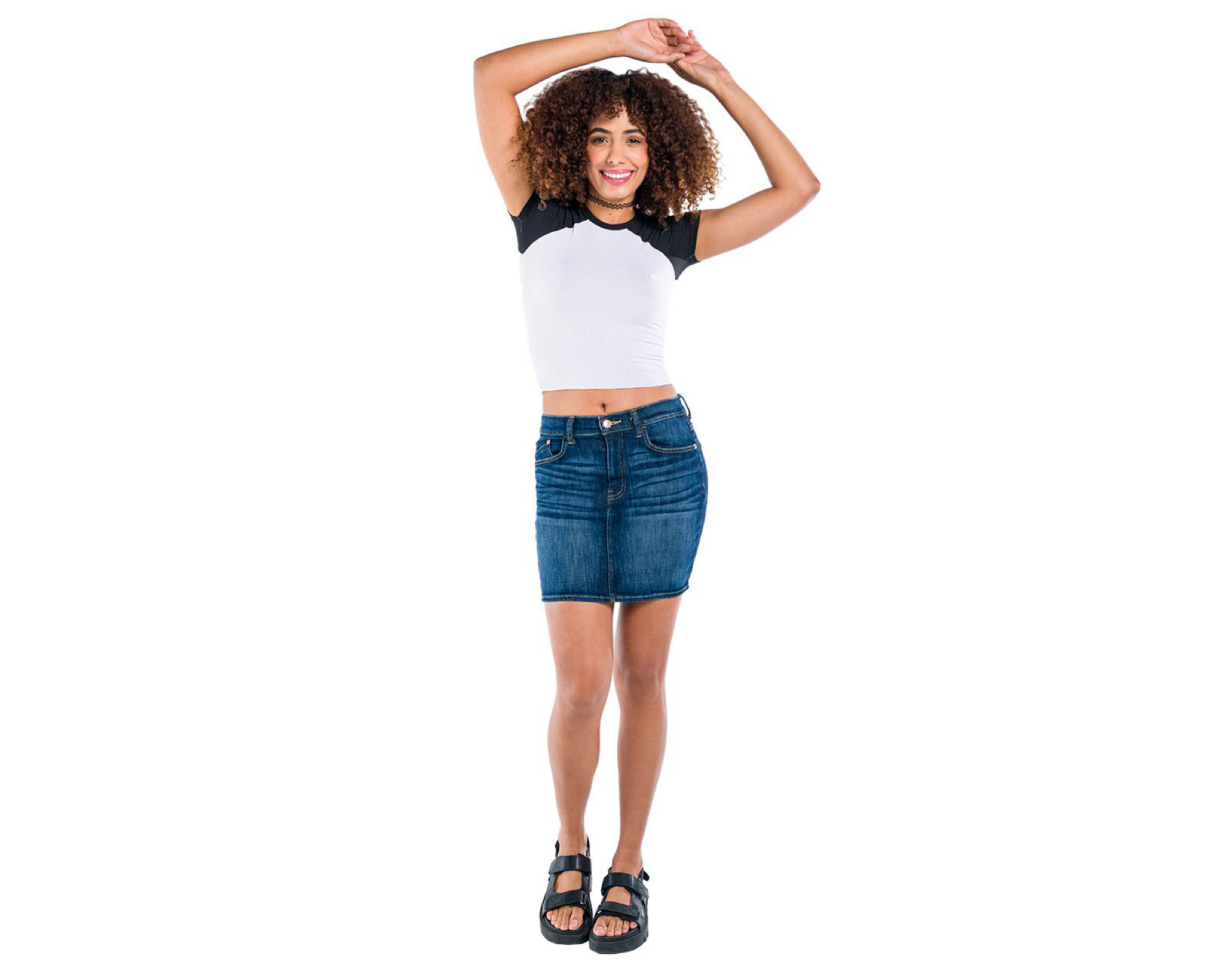 Foto 7 pulgar | Falda Corta Oggi Azul para Mujer