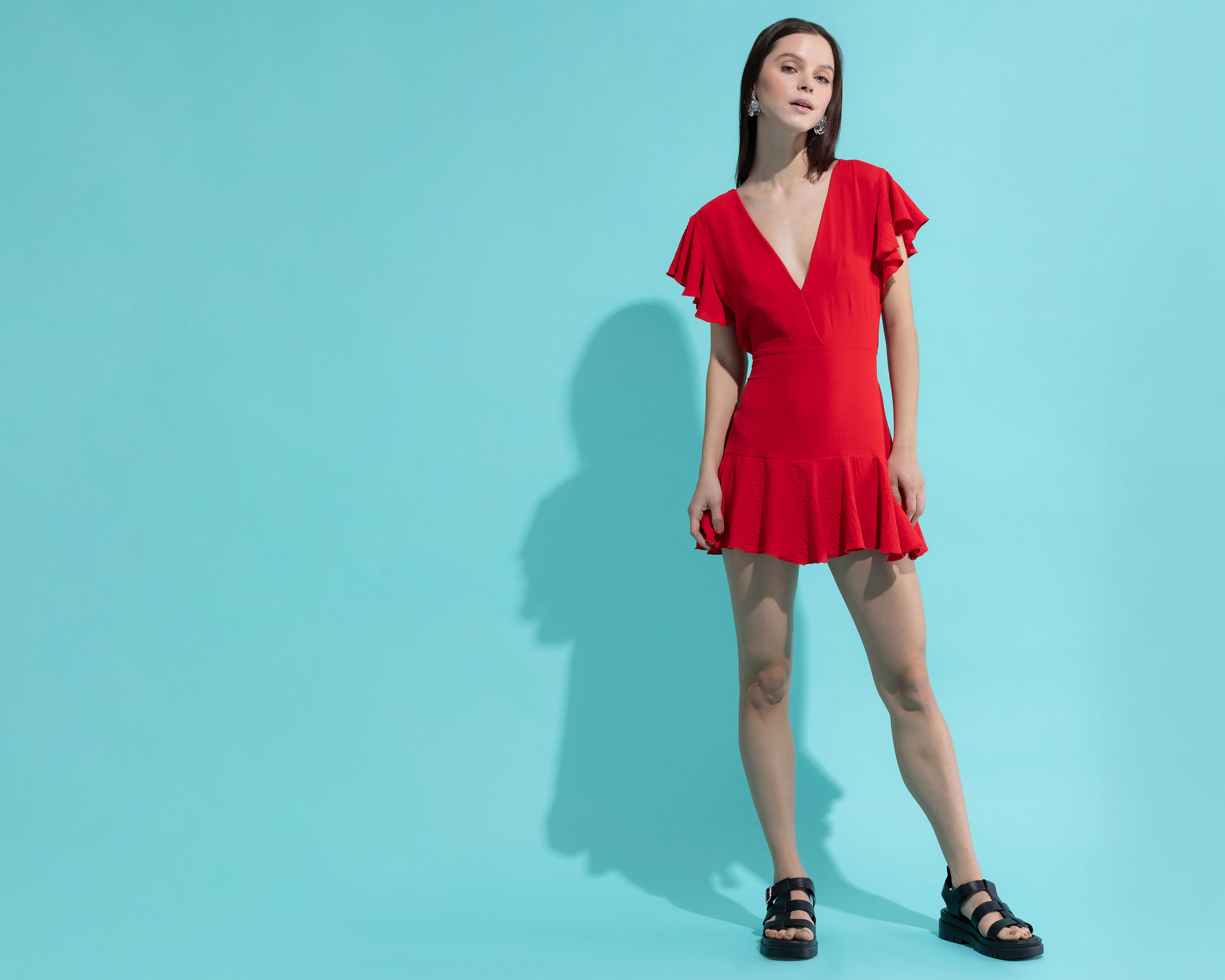 Foto 3 pulgar | Vestido Thinner Casual Corto Rojo