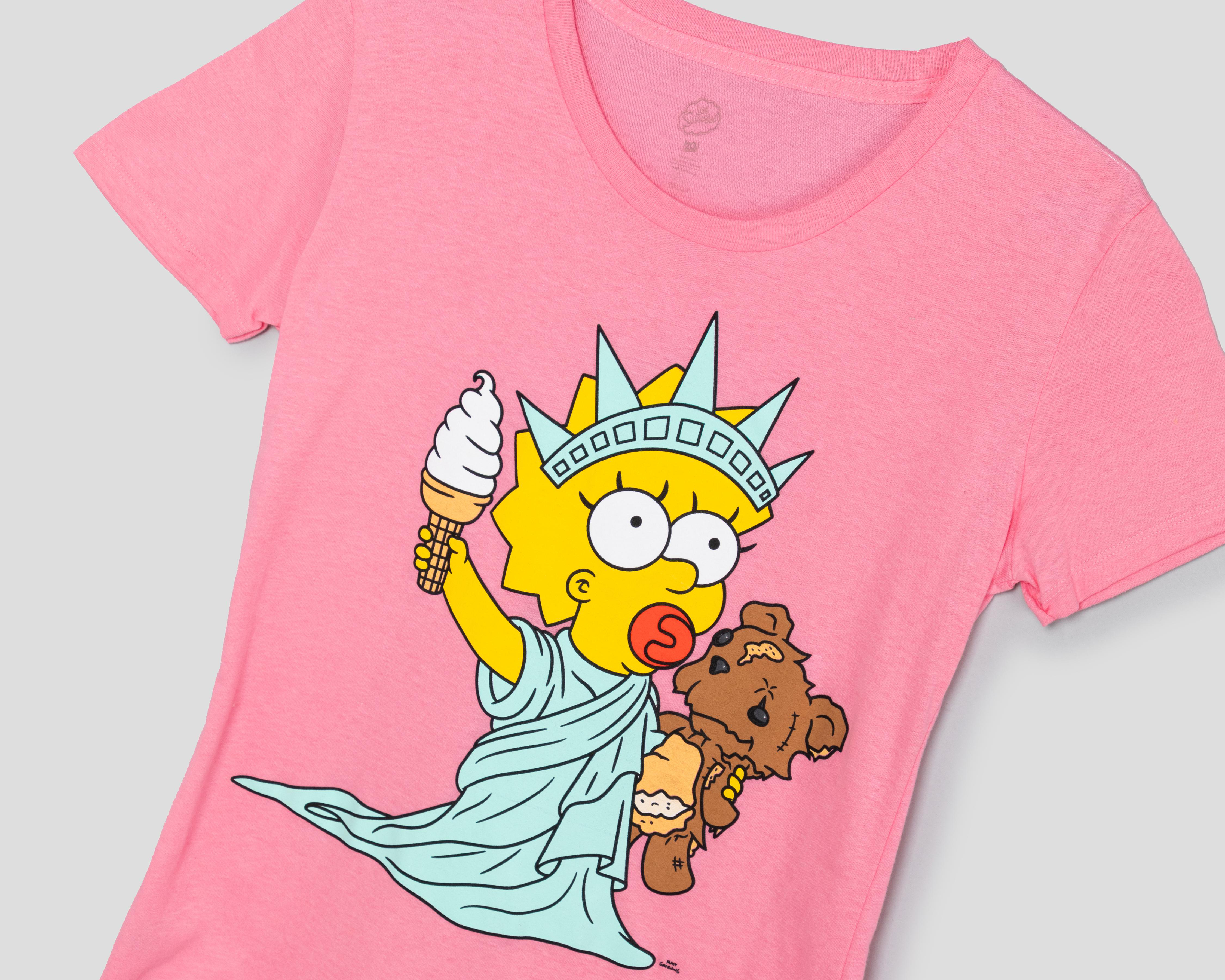 Foto 4 pulgar | Playera The Simpsons Rosa para Mujer