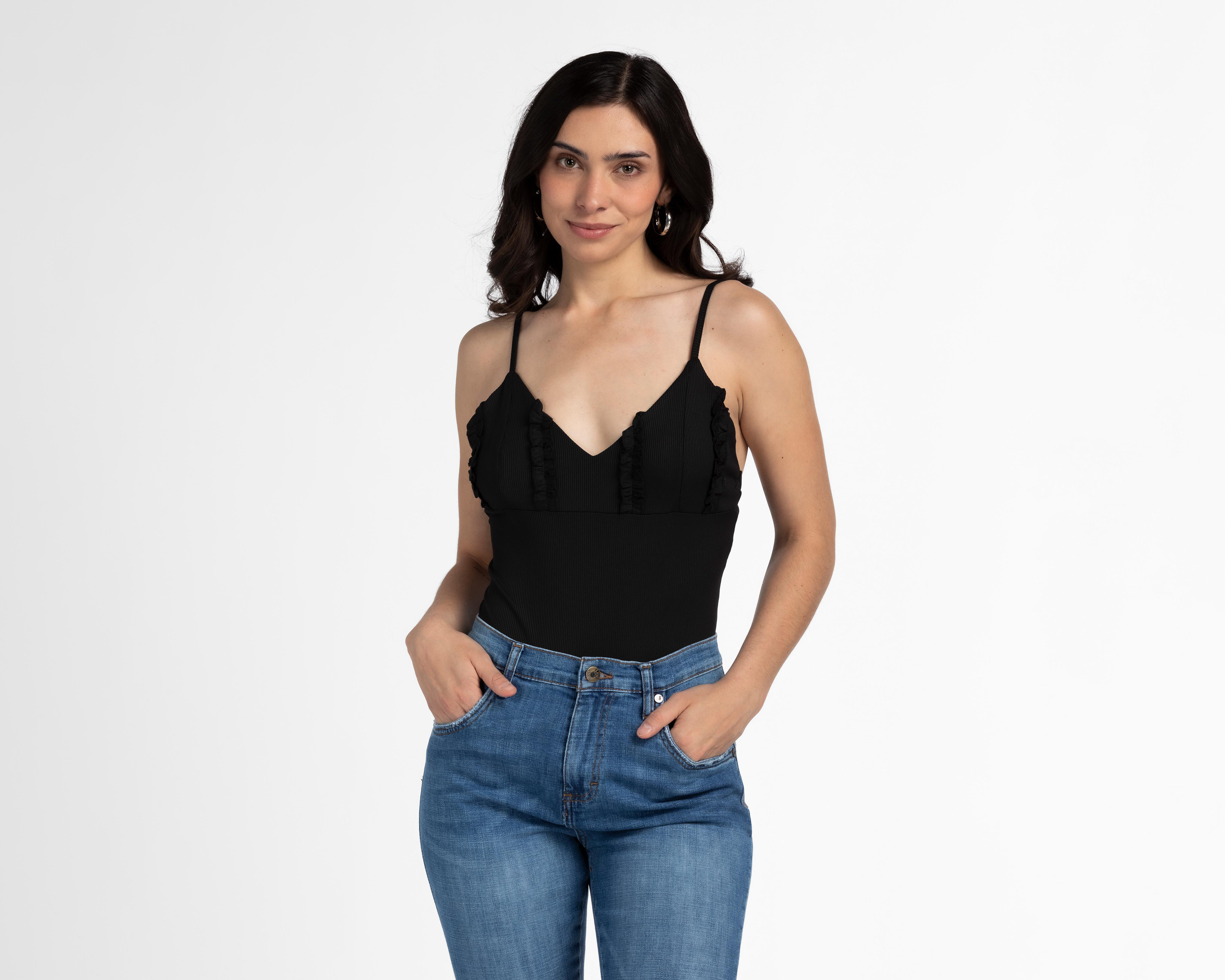 Foto 2 pulgar | Pantiblusa Sahara Negra con Tirantes