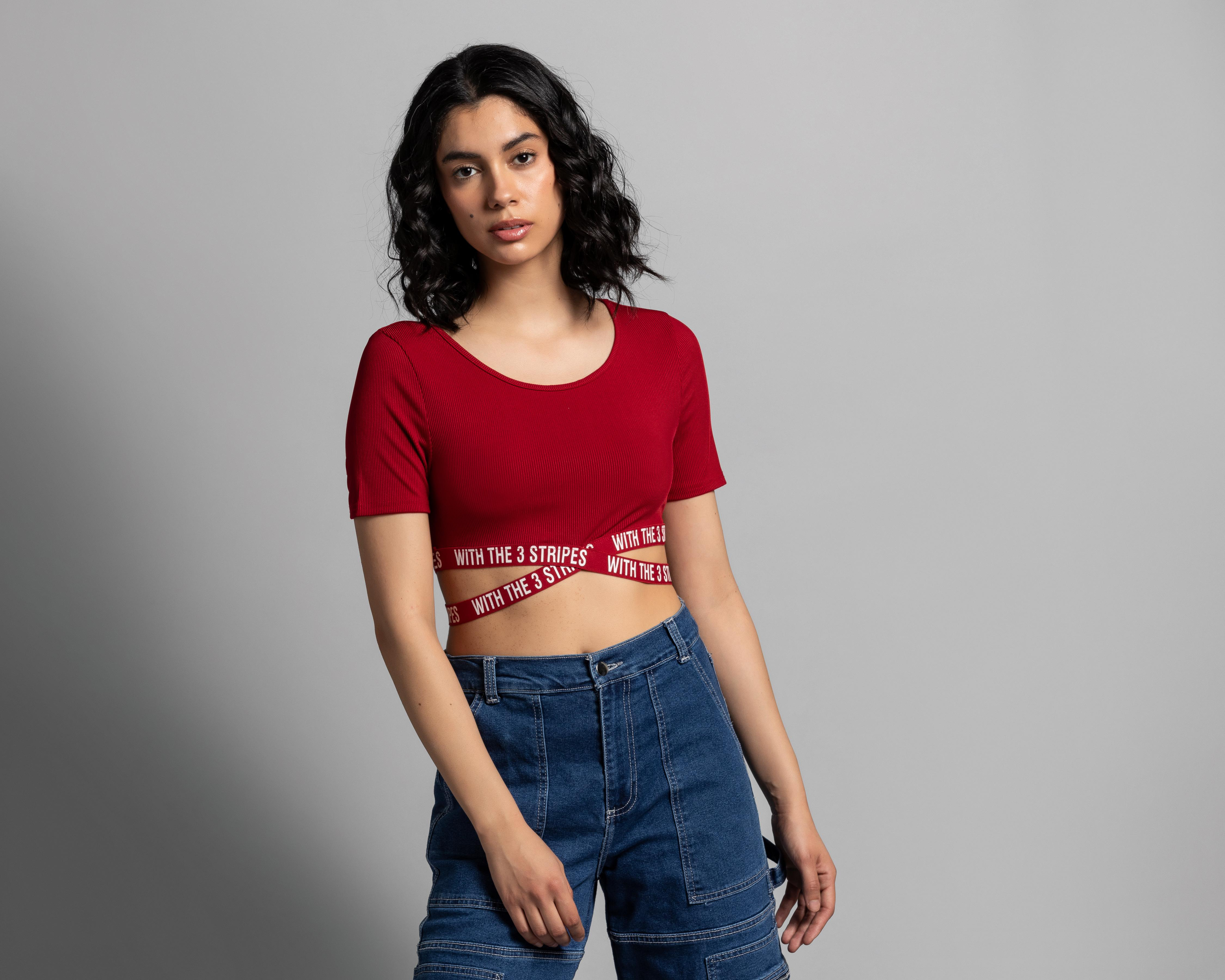 Crop Top Thinner Manga Corta con Cruce en Ruedo