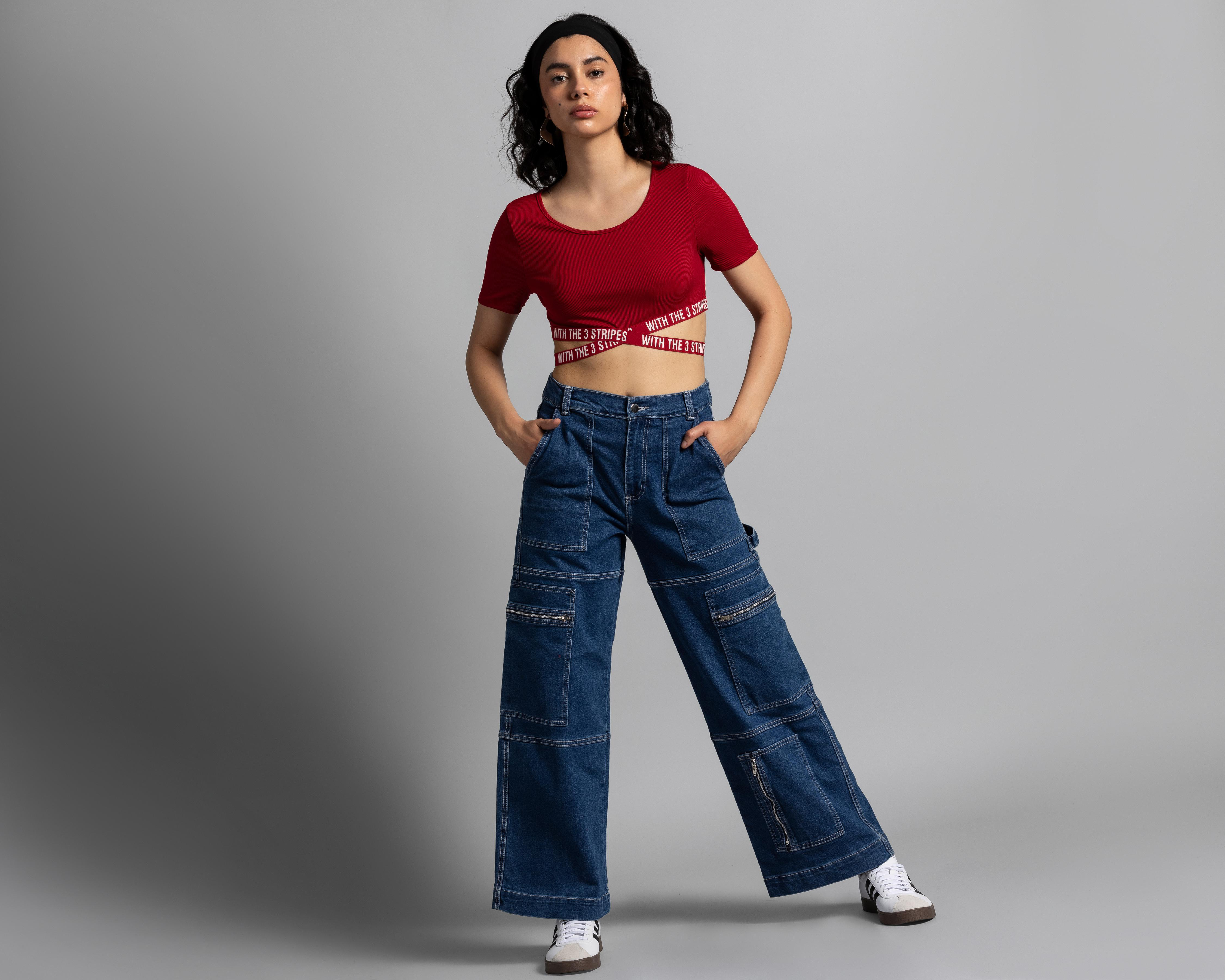 Foto 3 pulgar | Crop Top Thinner Manga Corta con Cruce en Ruedo