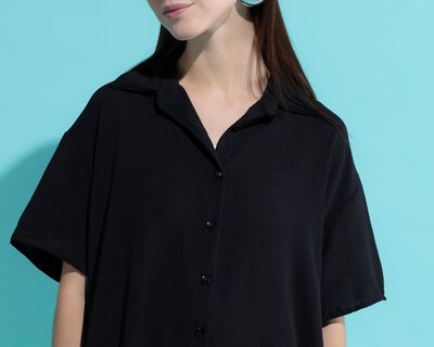 Foto 4 | Camisa Thinner Manga Corta Negra