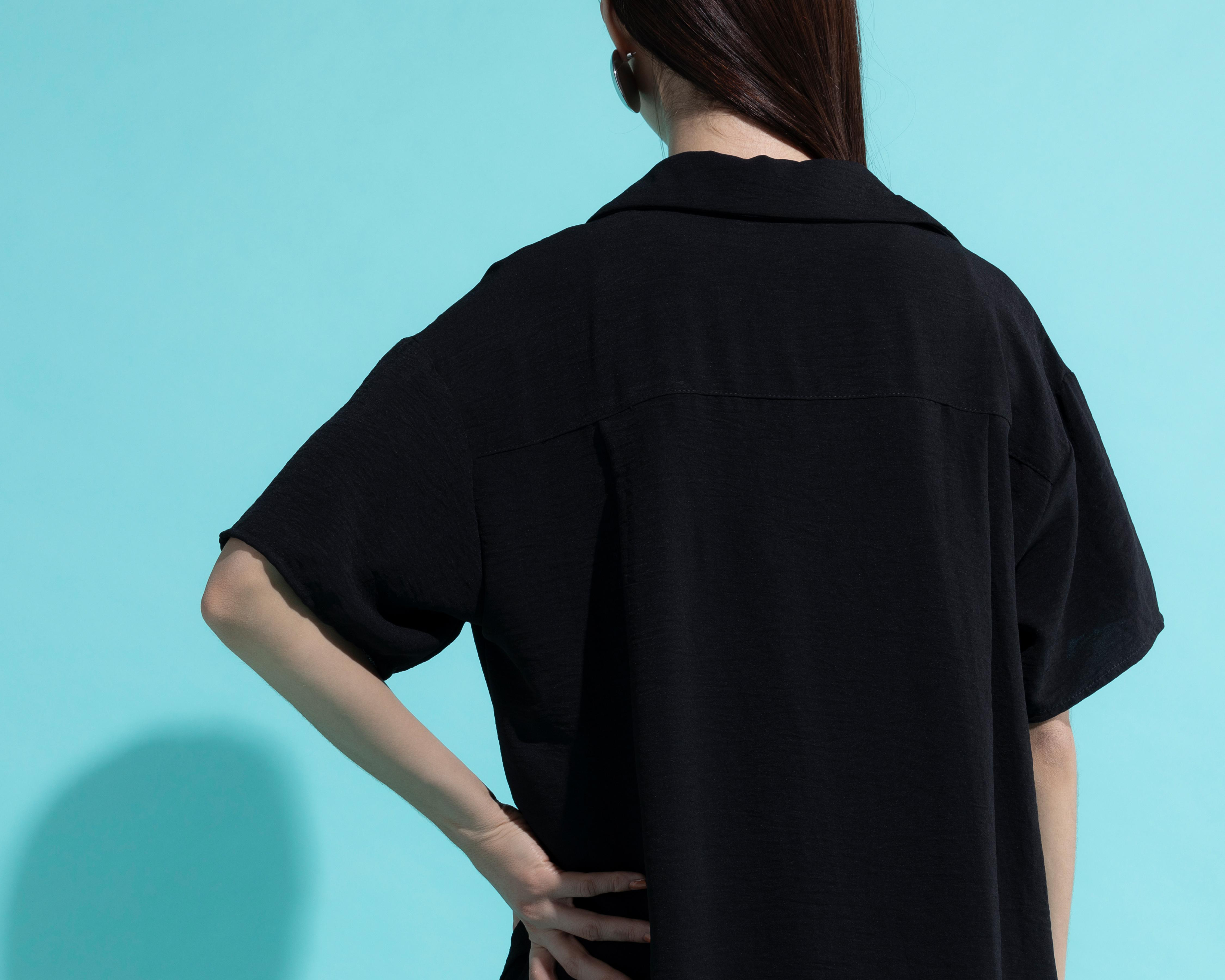 Foto 5 | Camisa Thinner Manga Corta Negra