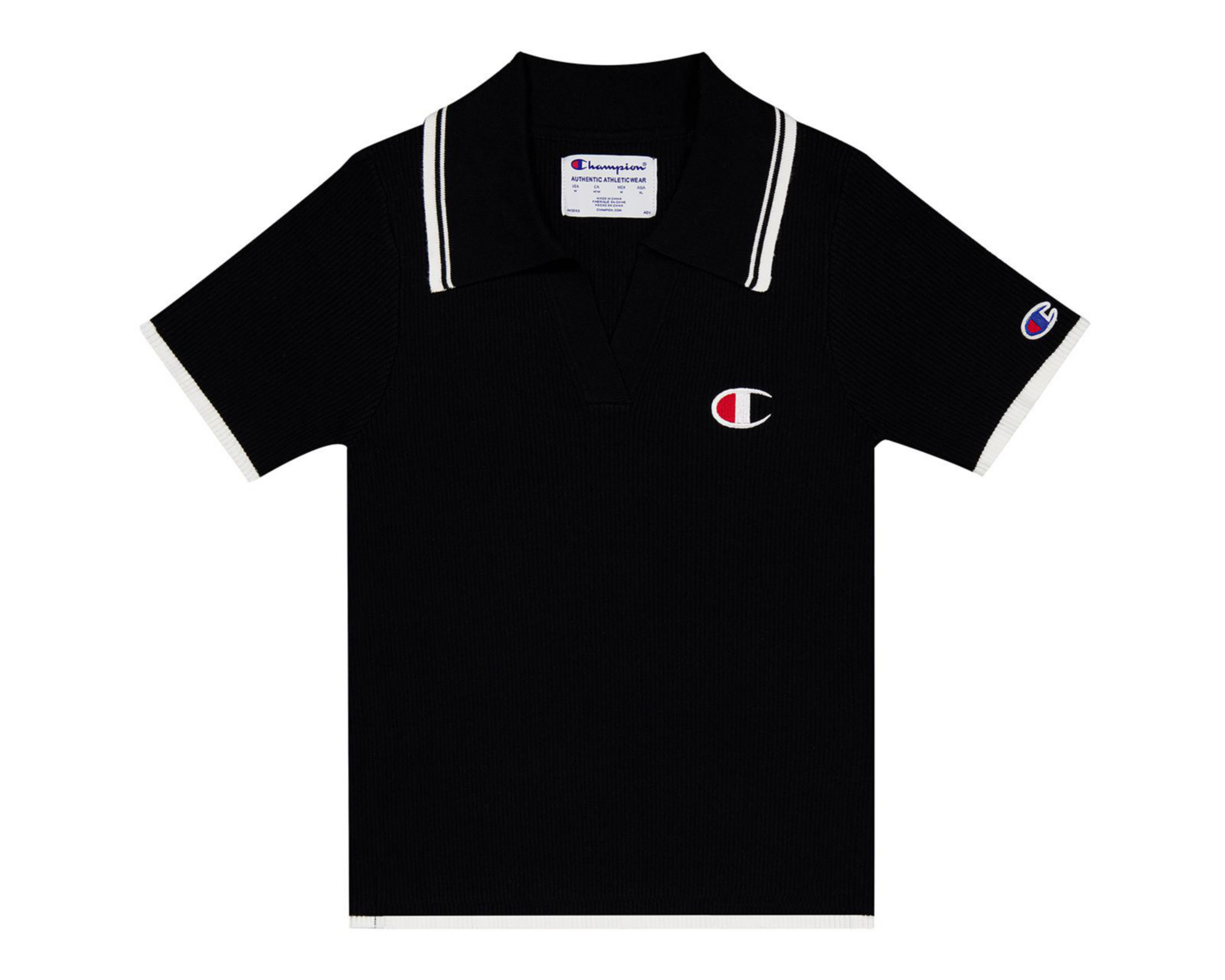 Foto 4 pulgar | Playera Polo Champion Cuello V Negra para Mujer