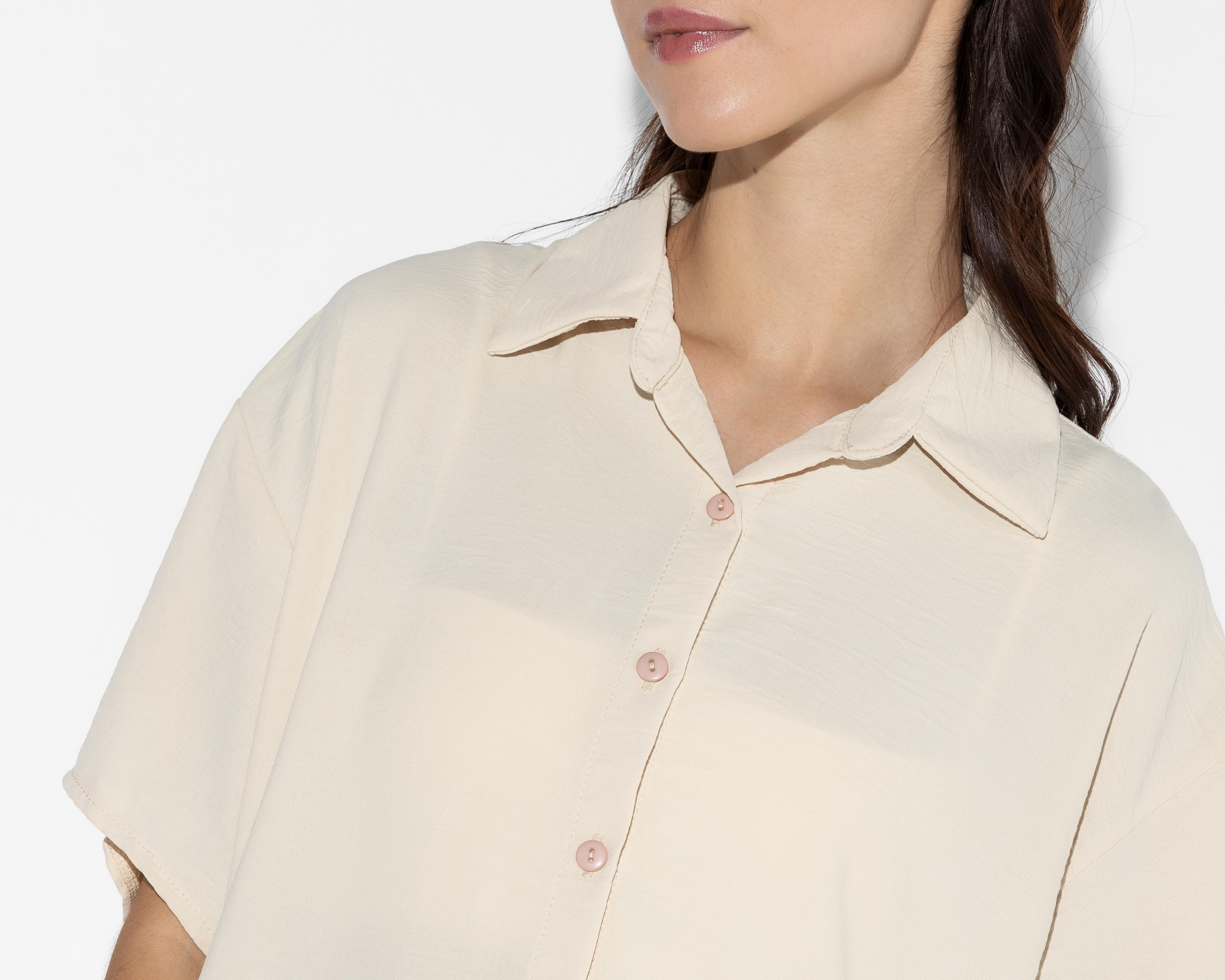 Foto 5 pulgar | Camisa Thinner Manga Corta Beige