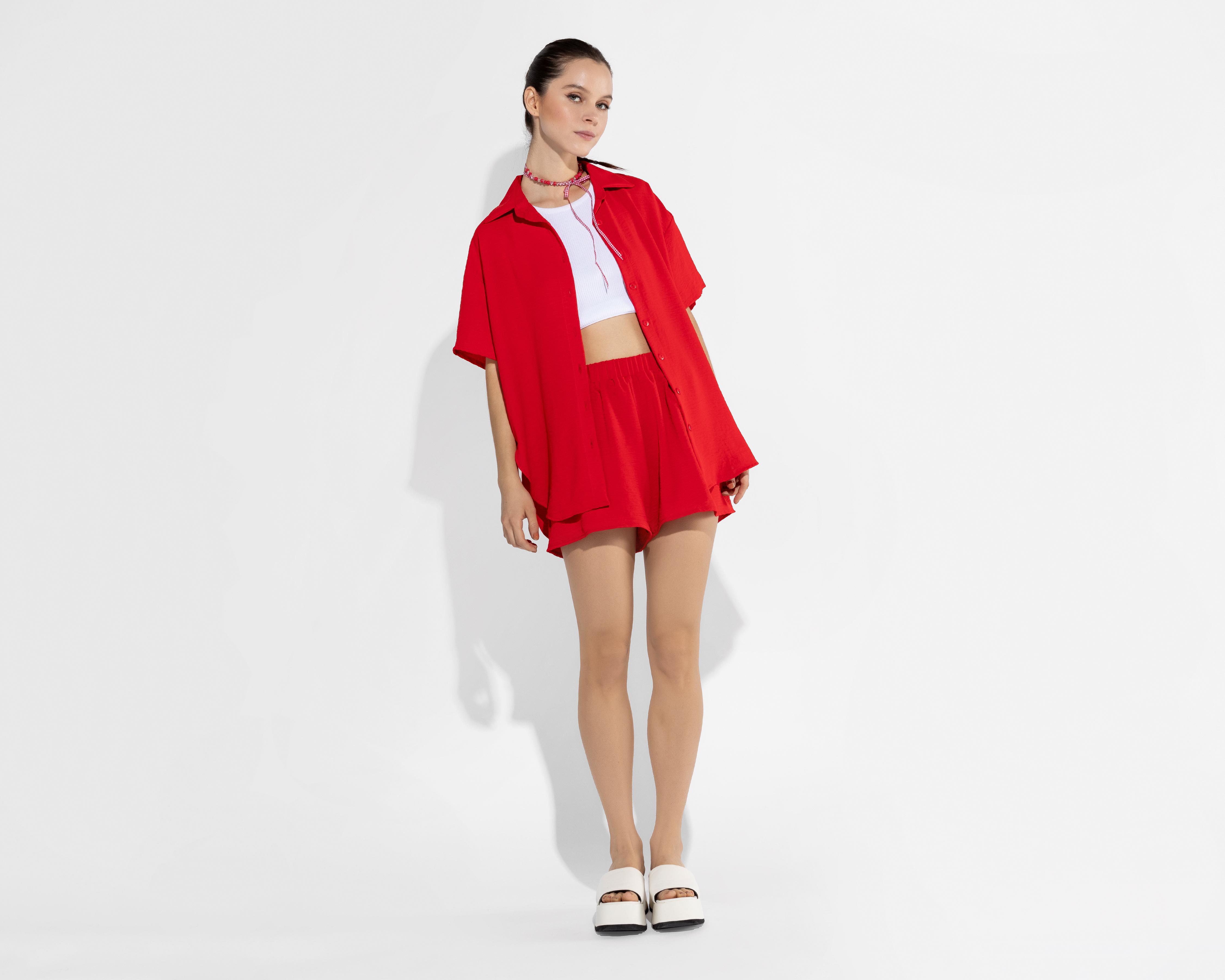 Camisa Thinner Manga Corta Roja