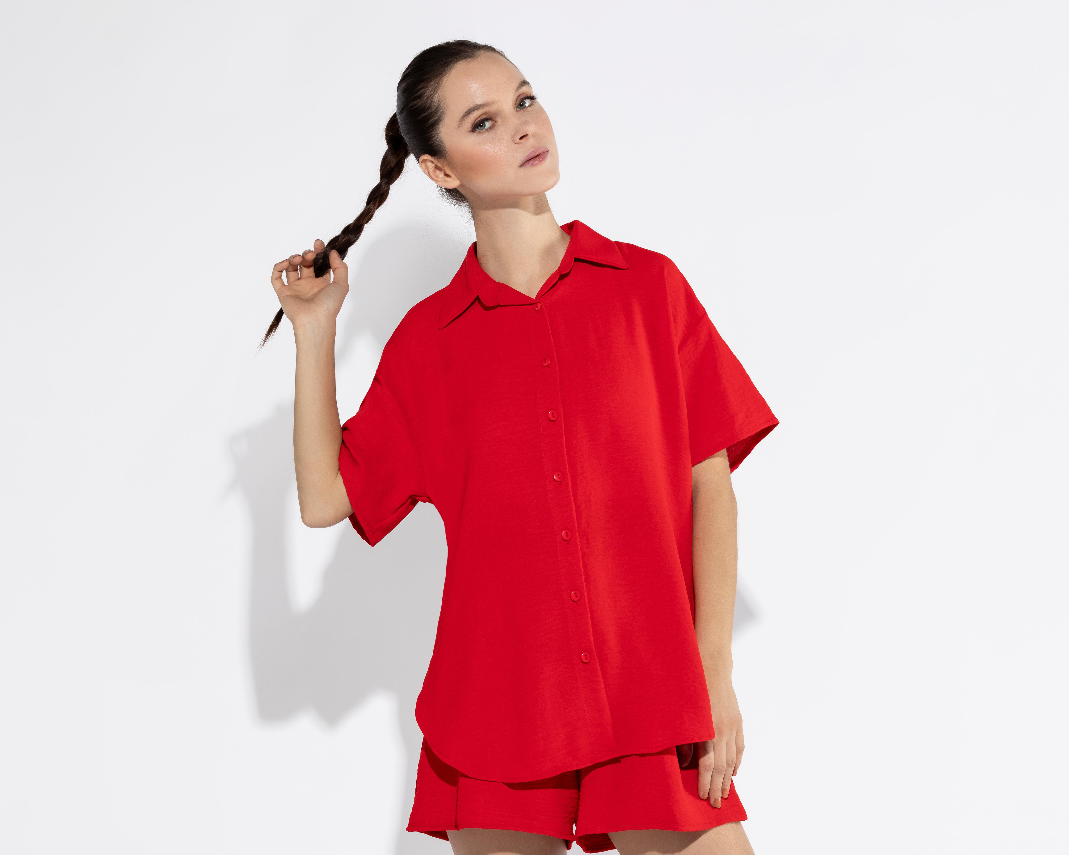 Foto 3 pulgar | Camisa Thinner Manga Corta Roja