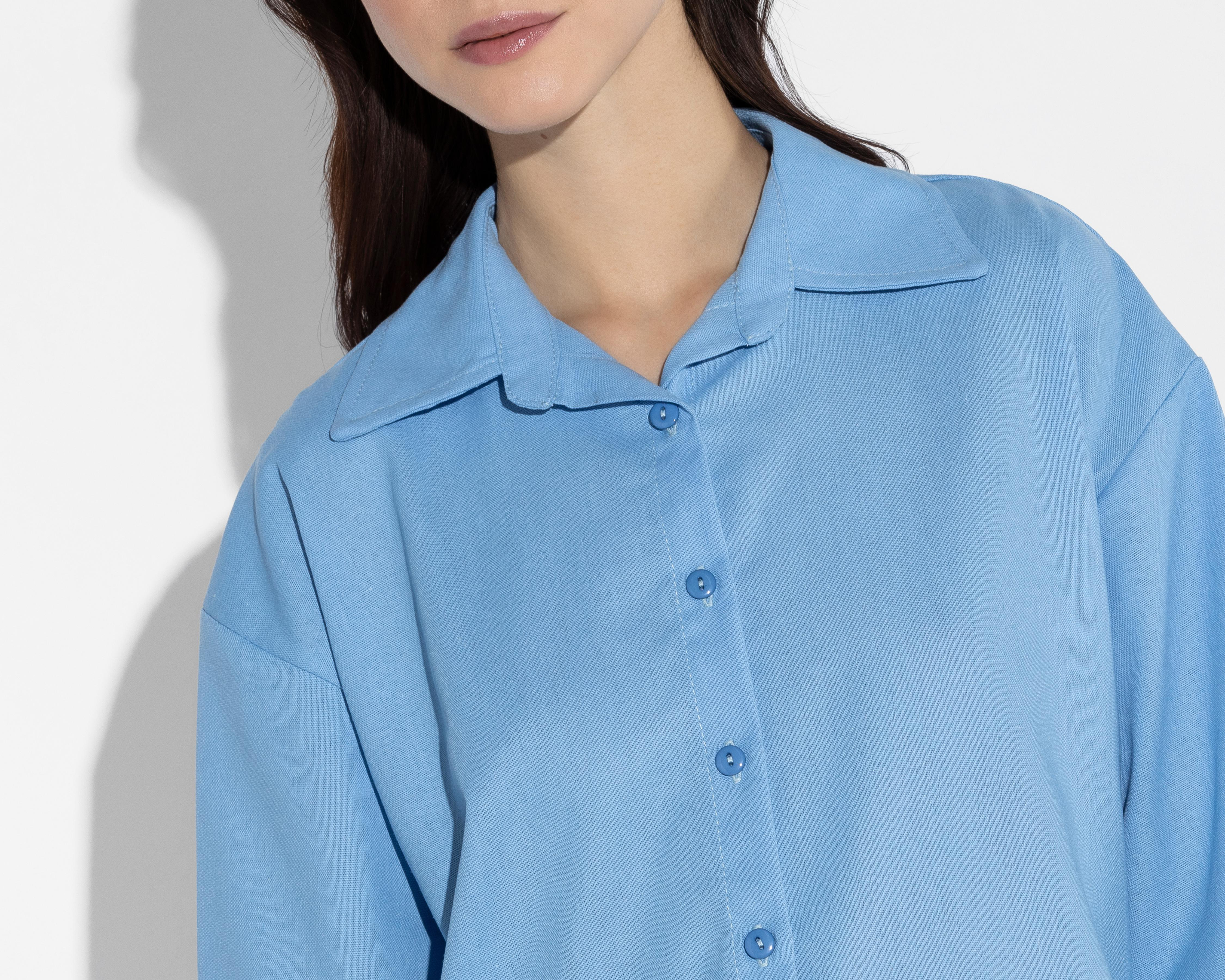 Foto 4 | Camisa Thinner Manga Larga Azul