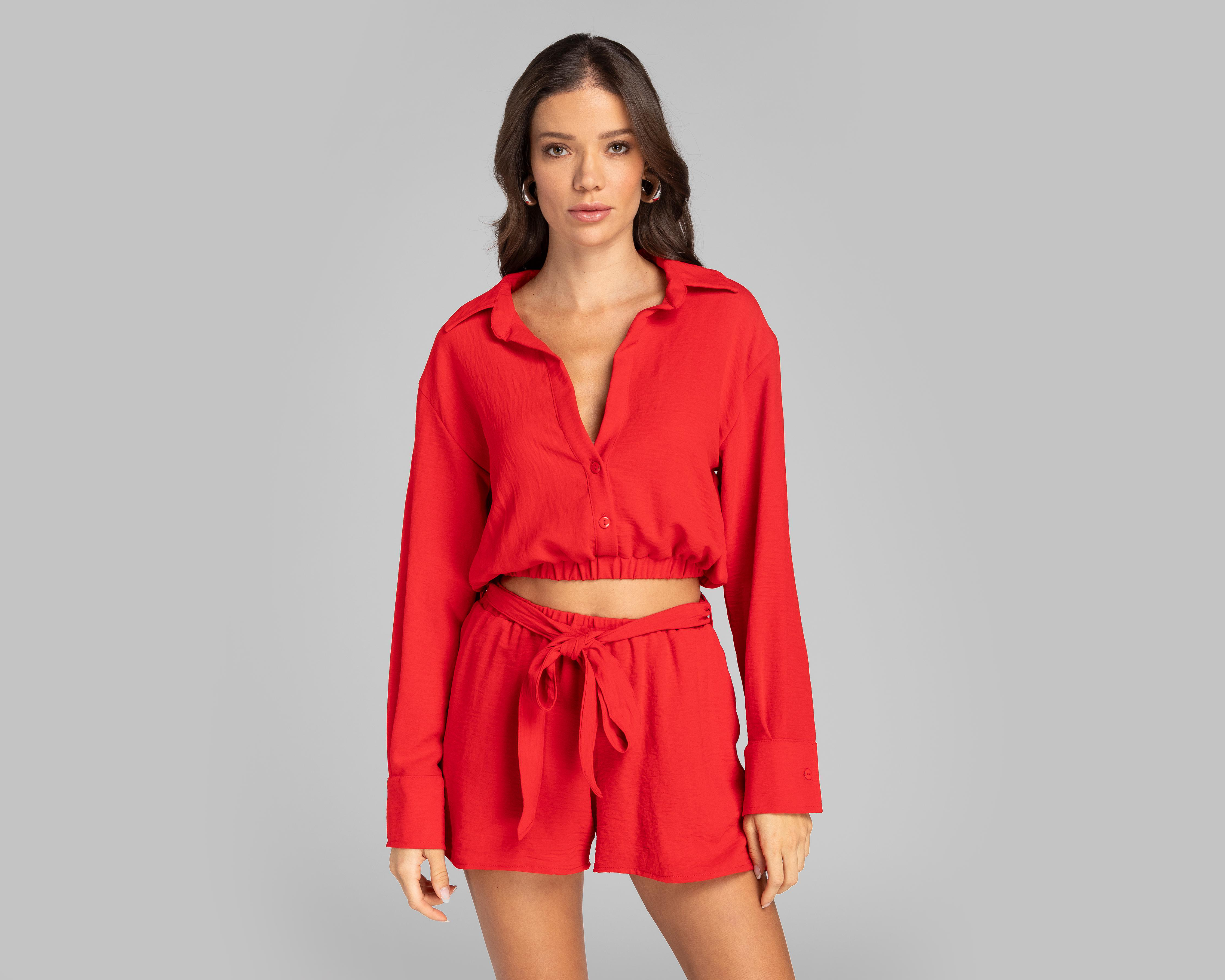 Blusa Thinner Manga Larga con Elástico en Cintura