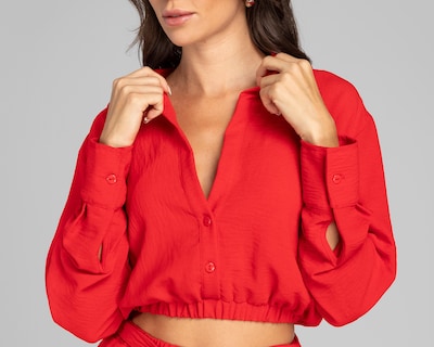 Foto 4 | Blusa Thinner Manga Larga con Elástico en Cintura