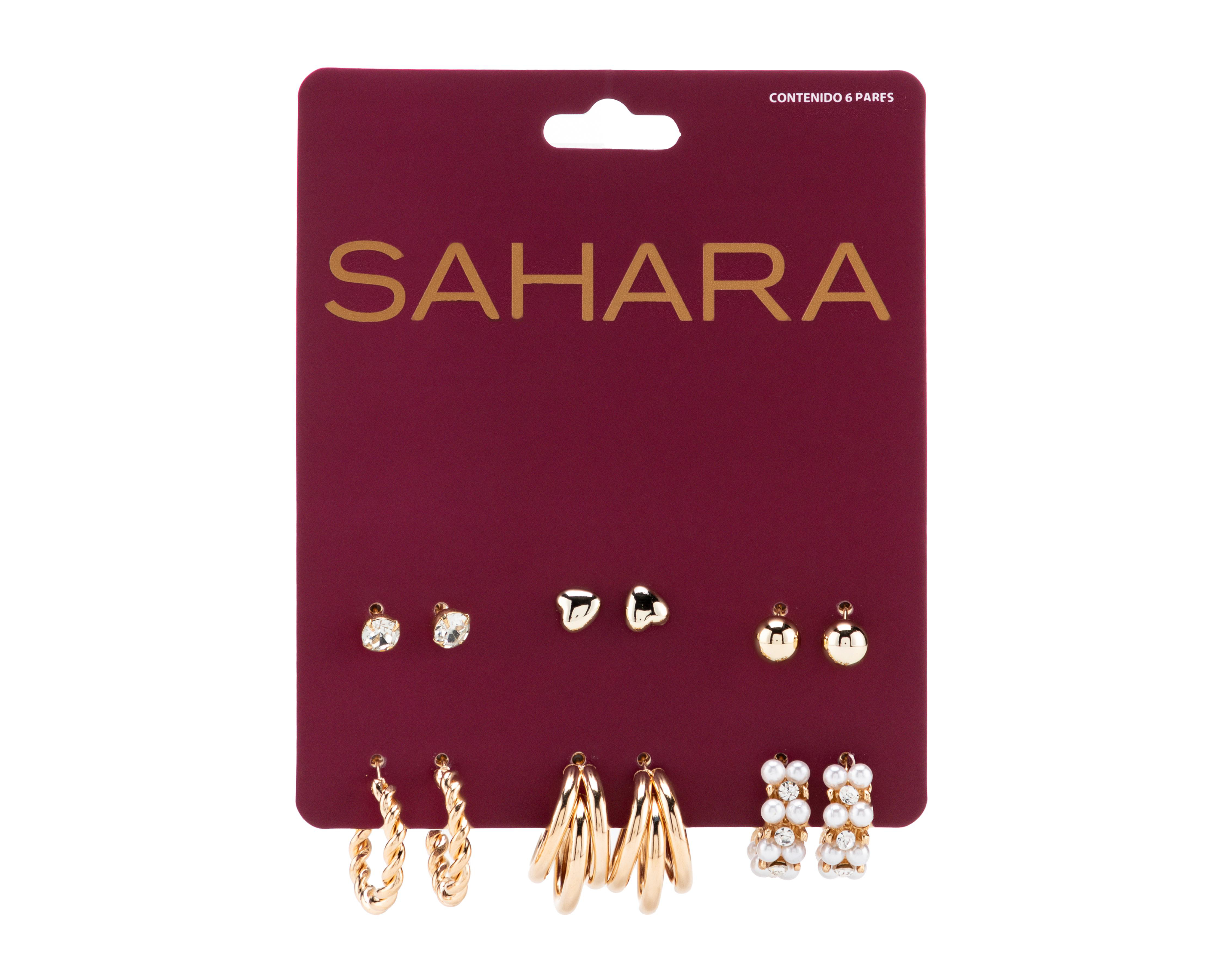 Foto 4 | Arracadas y Aretes Sahara Dorados 6 Pares