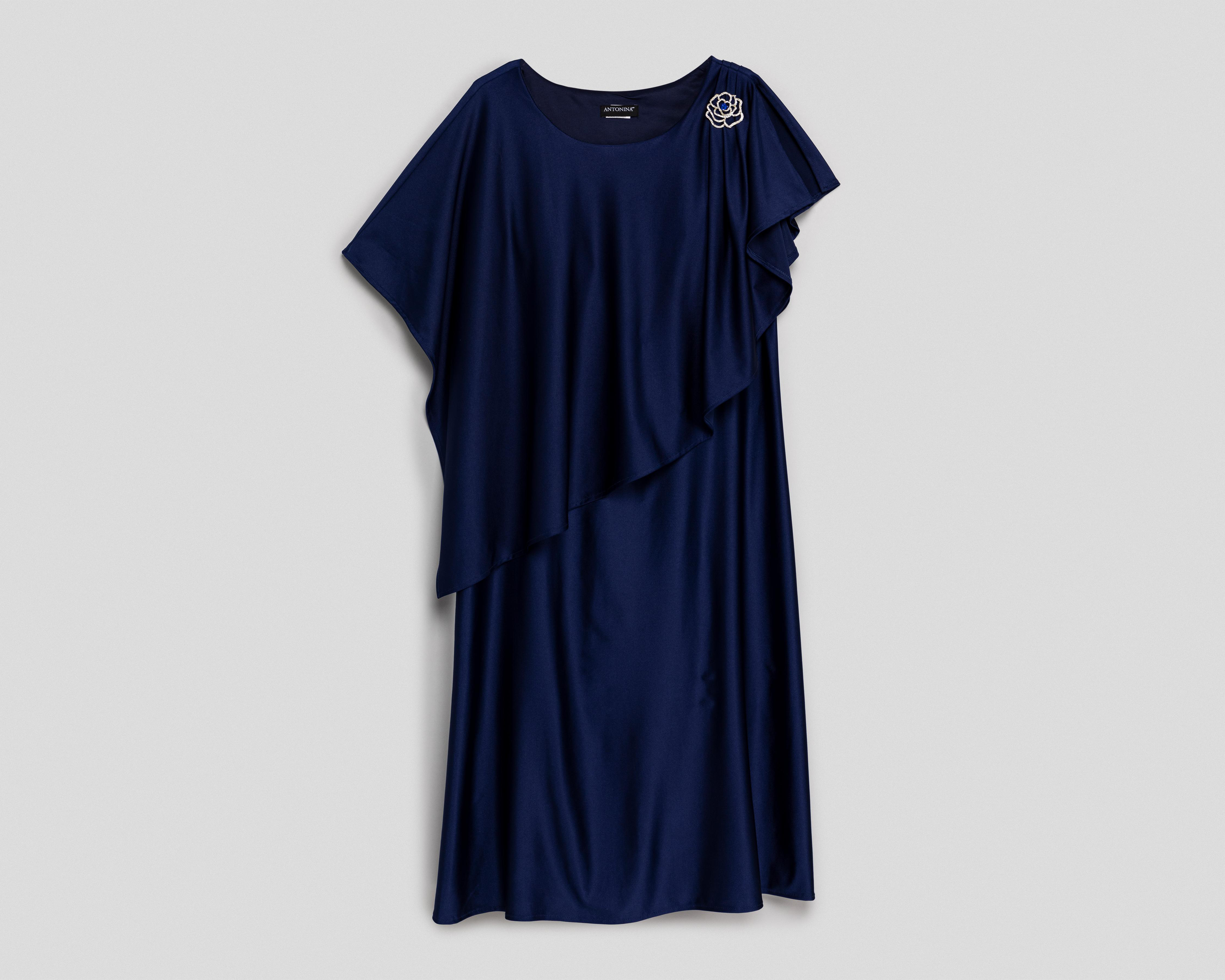 Vestido de Fiesta Antonina Azul con Prendedor $649