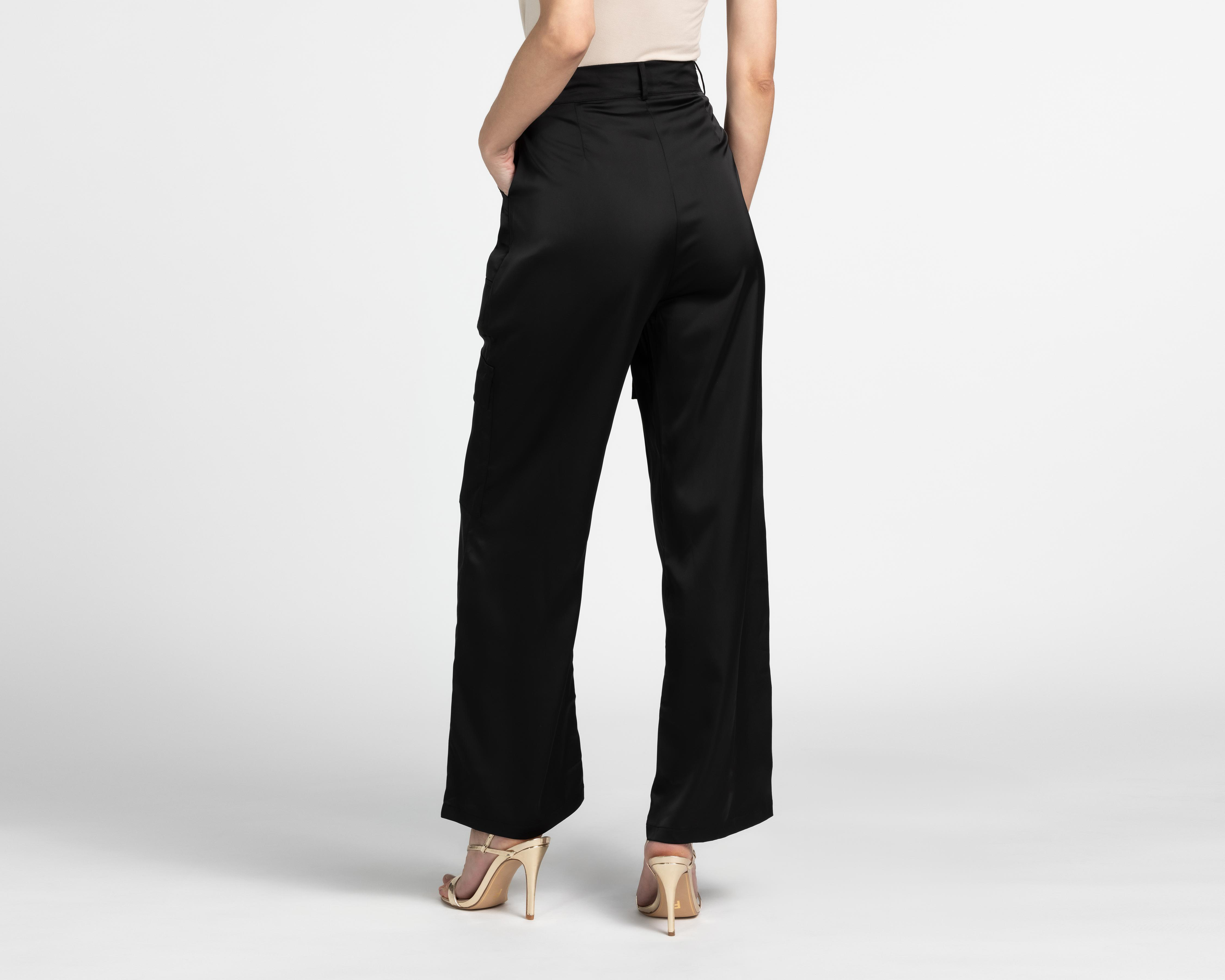 Foto 4 pulgar | Pantalón Ancho Jennifer Lopez Negro para Mujer