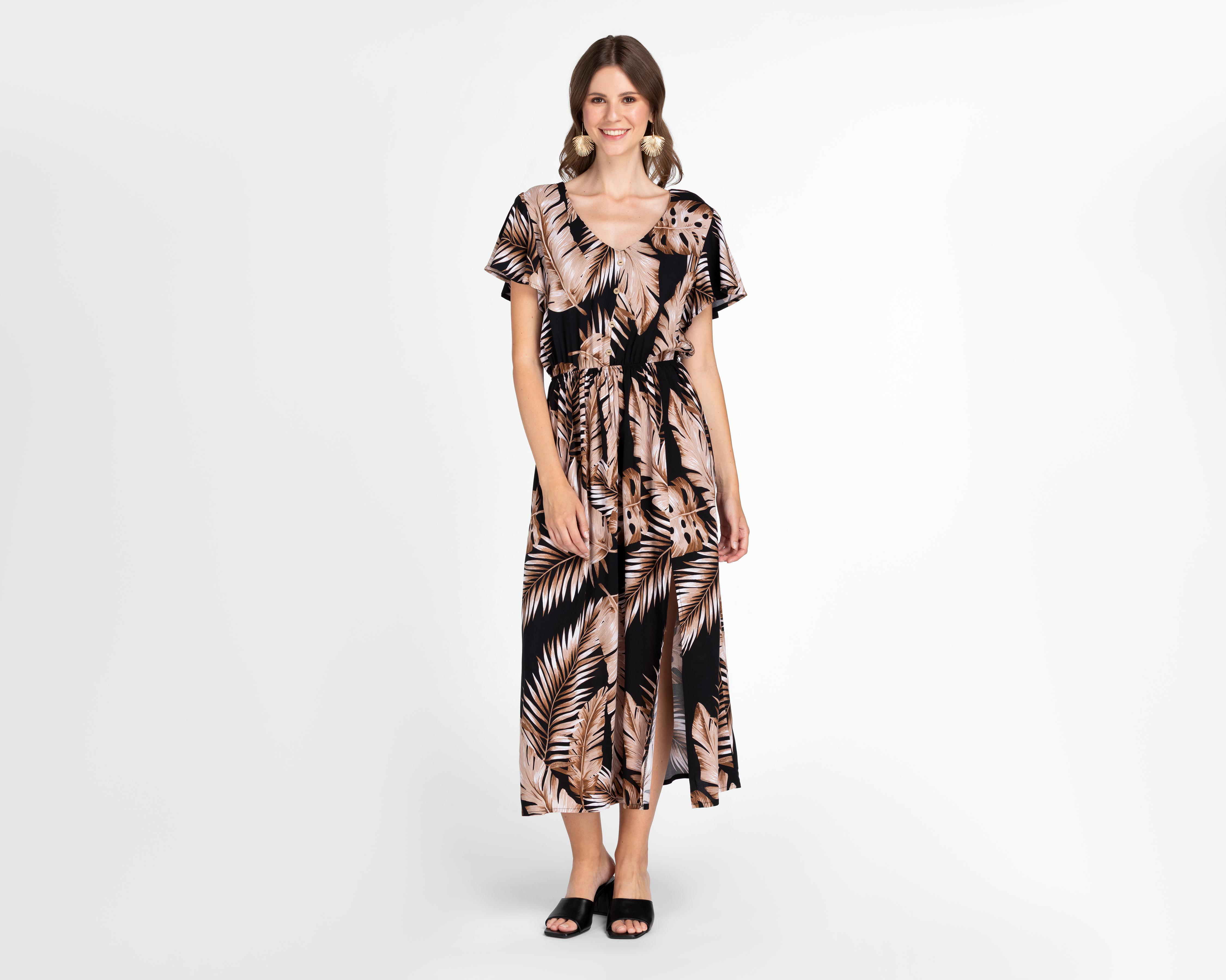 Foto 2 pulgar | Vestido Casual Sahara Negro con Print Floral para Mujer