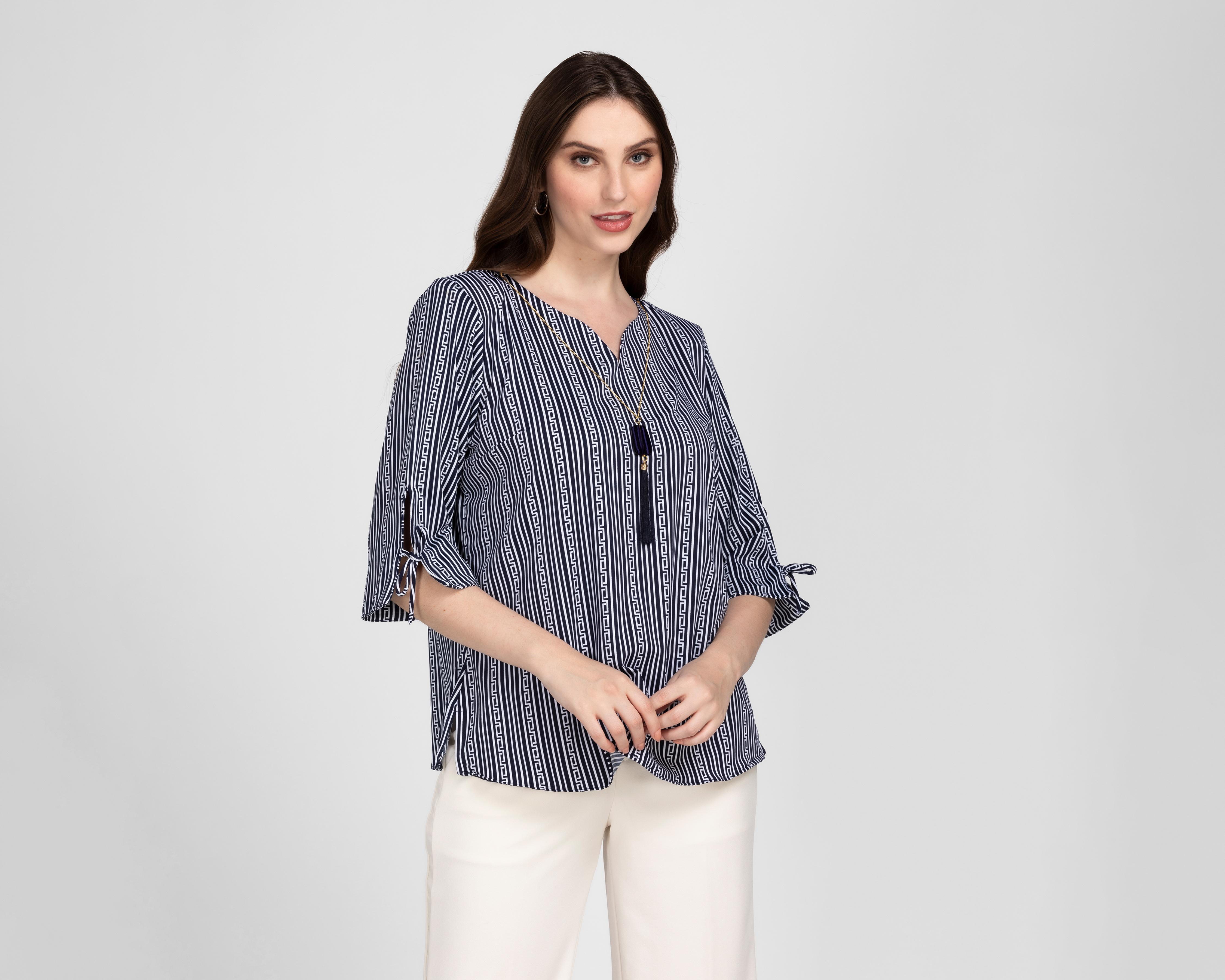 Foto 2 pulgar | Blusa Style Book a Rayas para Mujer