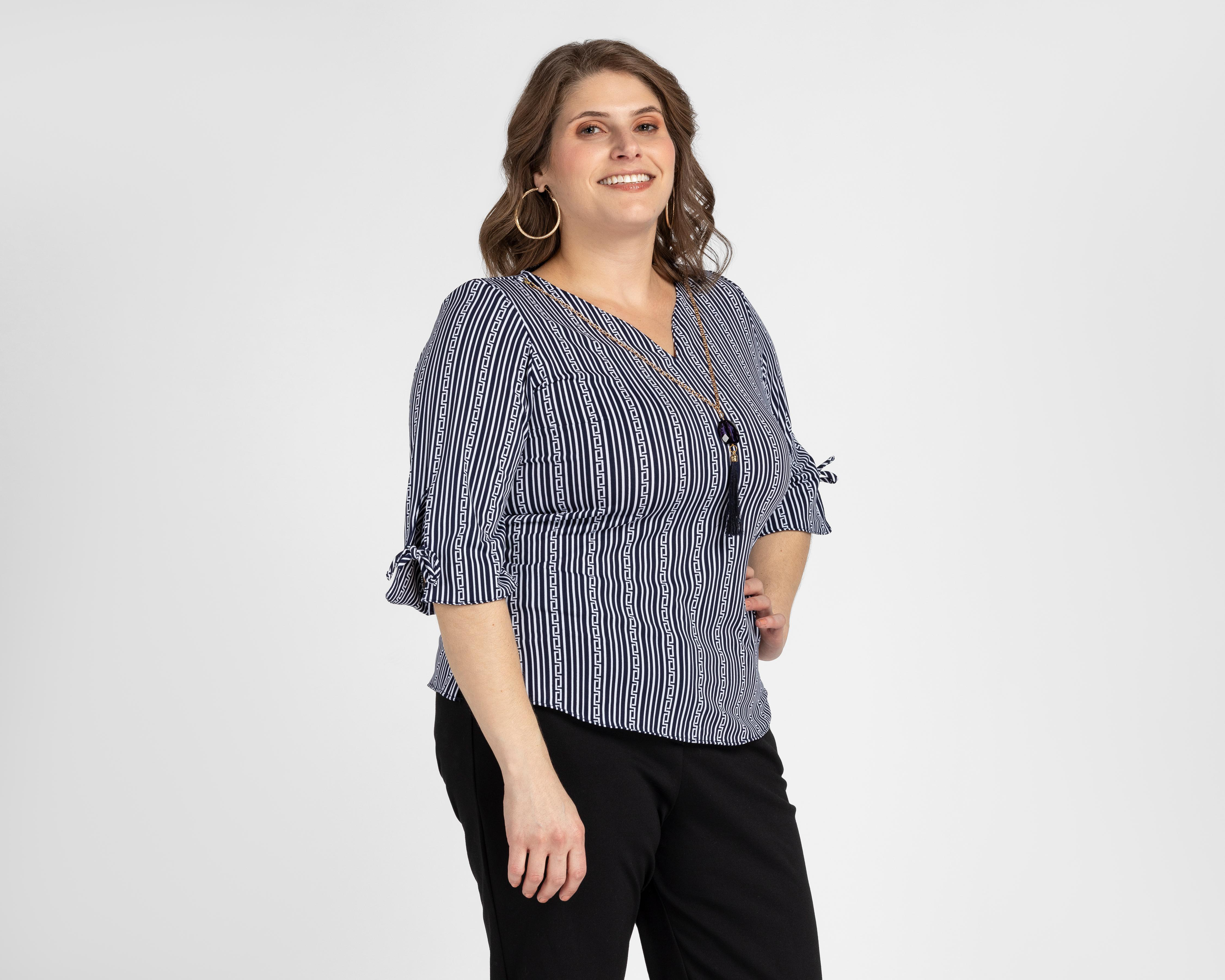 Foto 5 pulgar | Blusa Style Book a Rayas para Mujer