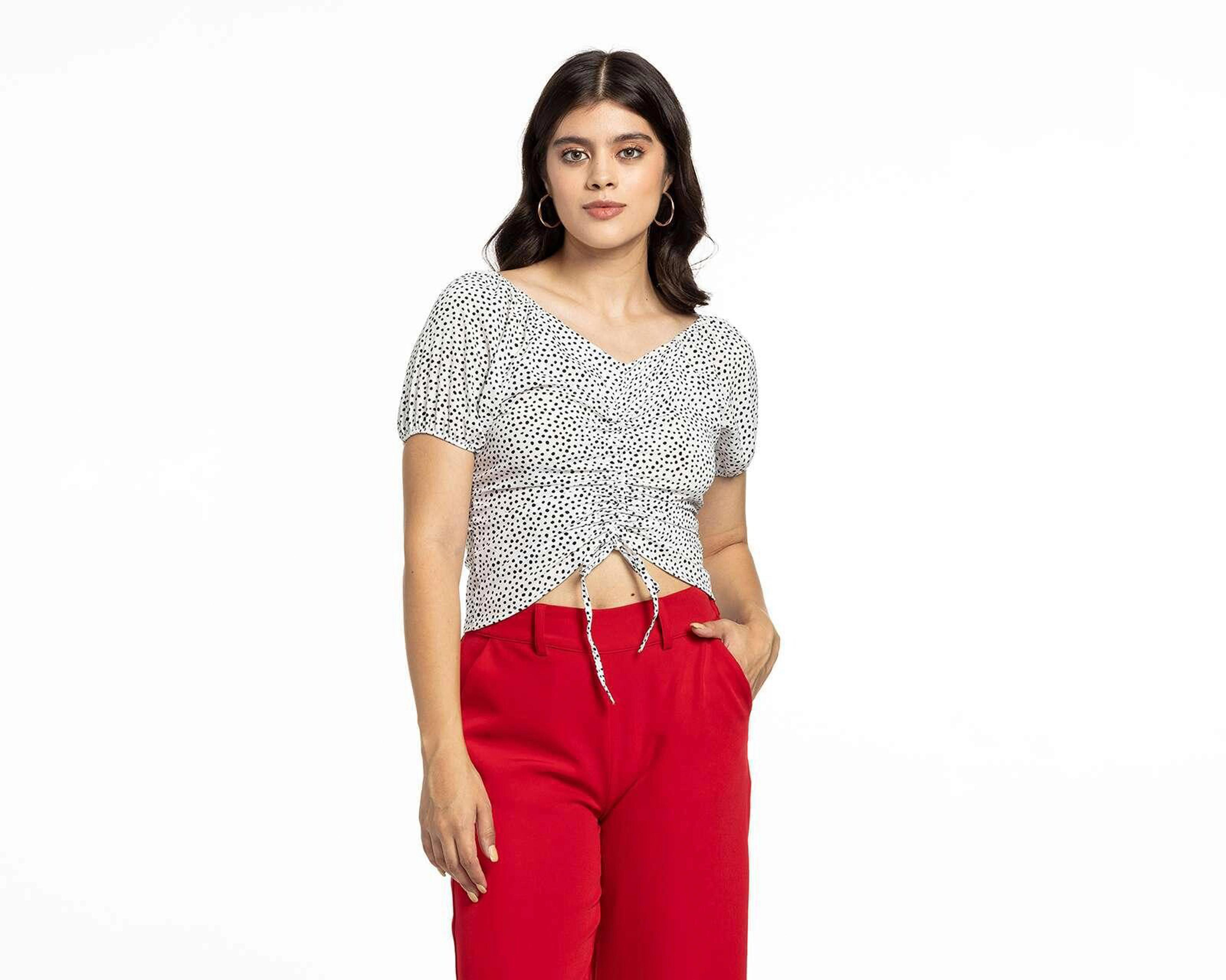 Foto 2 | Blusa Thinner Manga Corta con Puntos