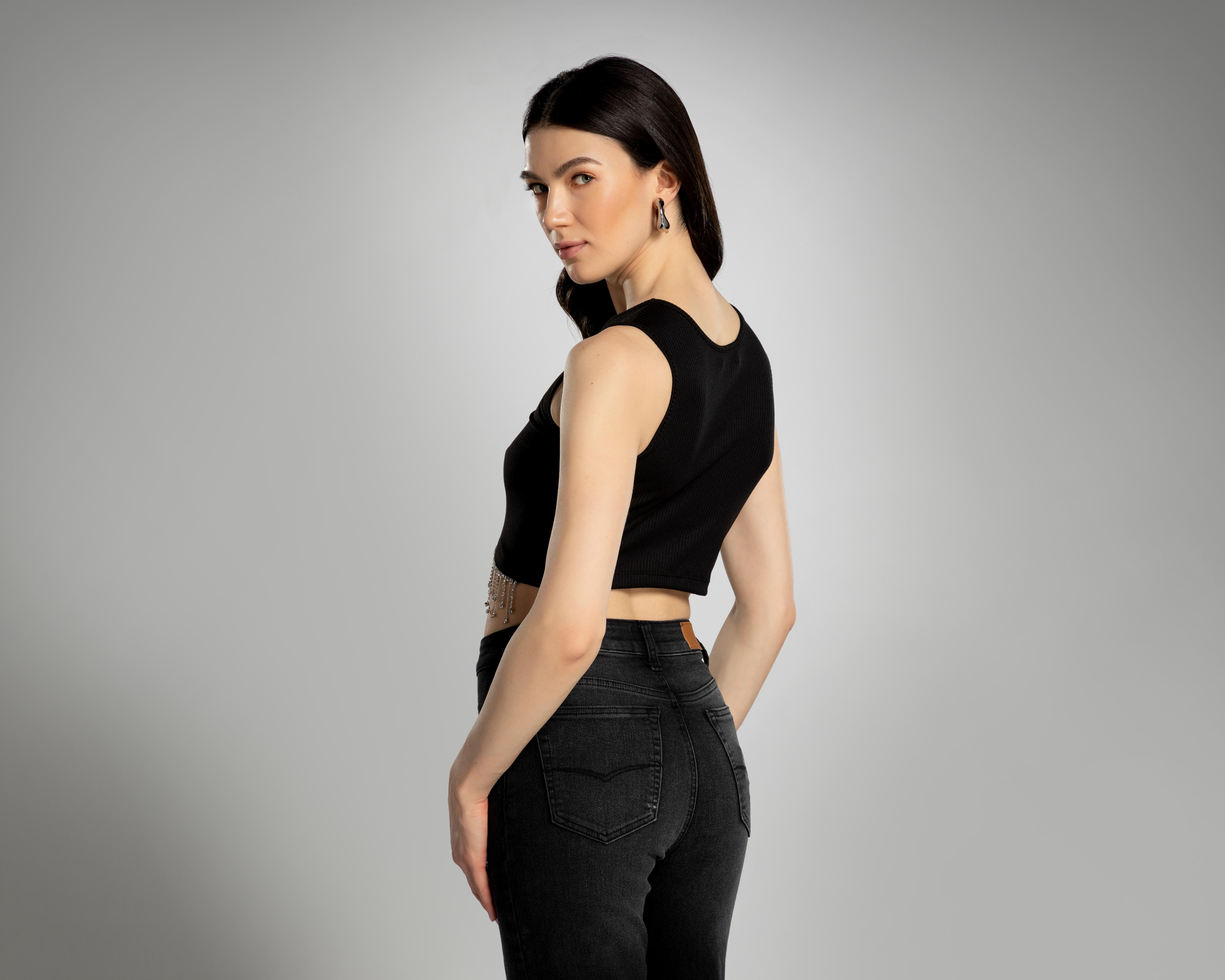 Foto 4 pulgar | Playera Thinner Negra Sin Manga