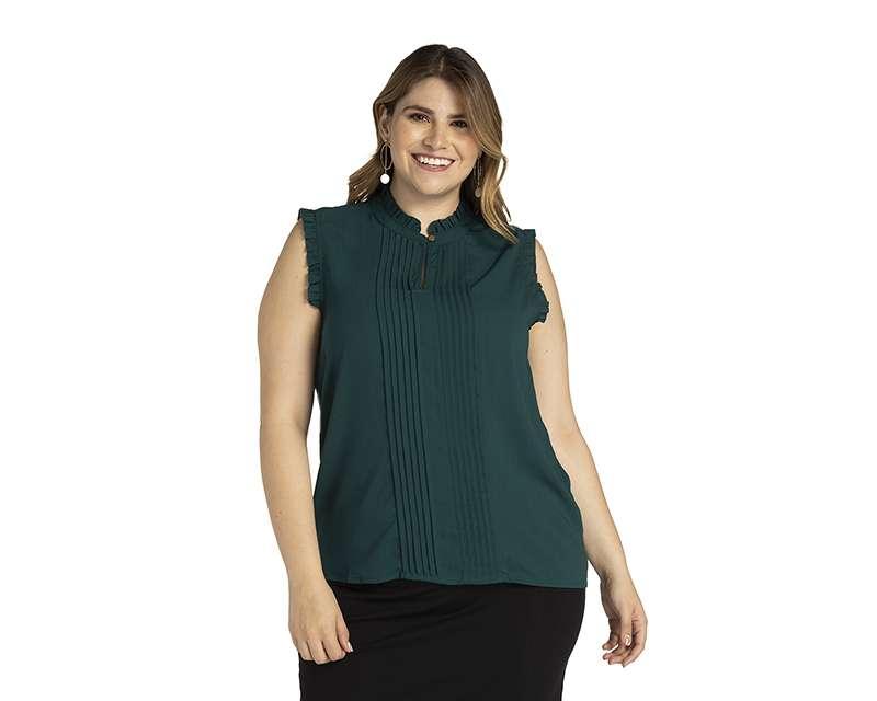 Foto 6 pulgar | Blusa Sahara sin Mangas con Pliegues