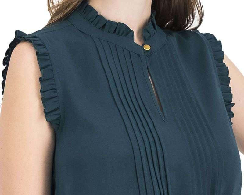 Foto 8 pulgar | Blusa Sahara sin Mangas con Pliegues