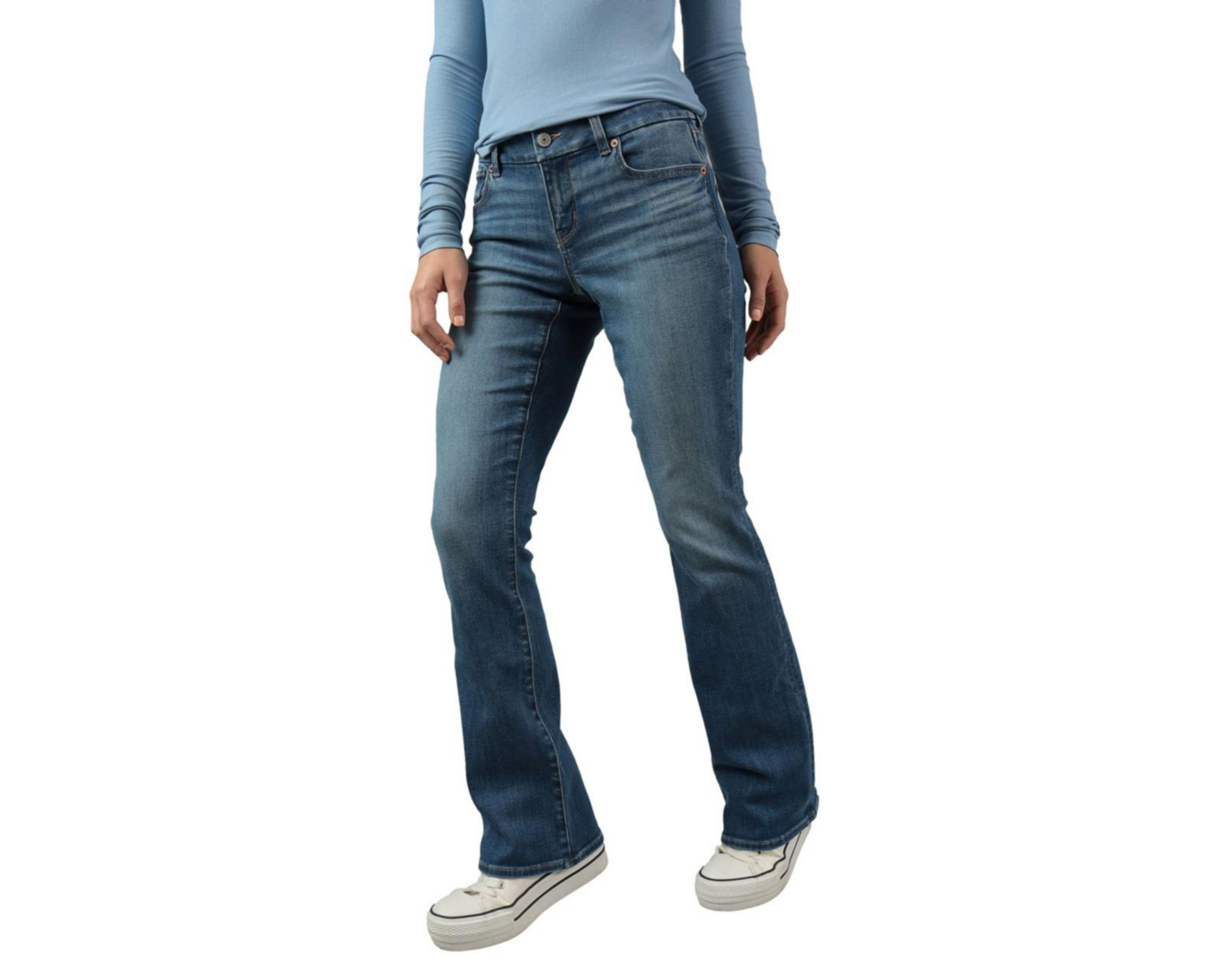 Foto 2 pulgar | Jeans American Eagle Kick Bootcut con Deslavados