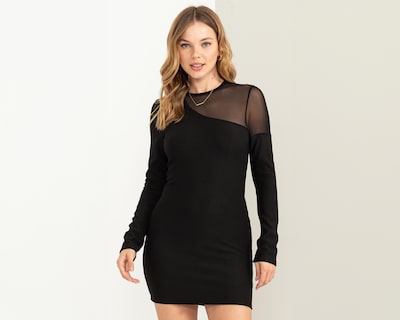 Foto 2 | Vestido Casual Sahara Negro Manga Larga con Mesh
