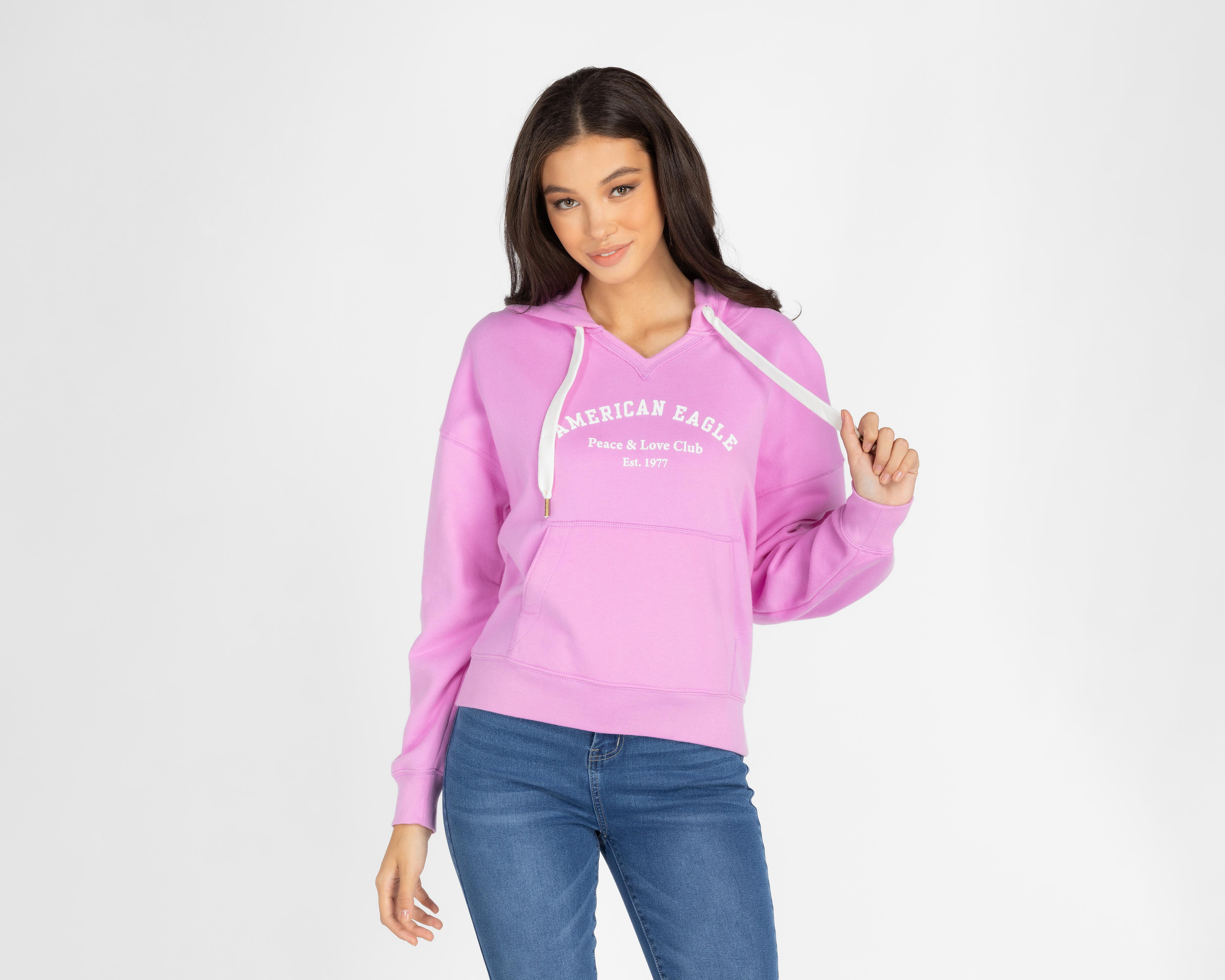 Foto 2 pulgar | Sudadera American Eagle Outfitters Rosa con Capucha