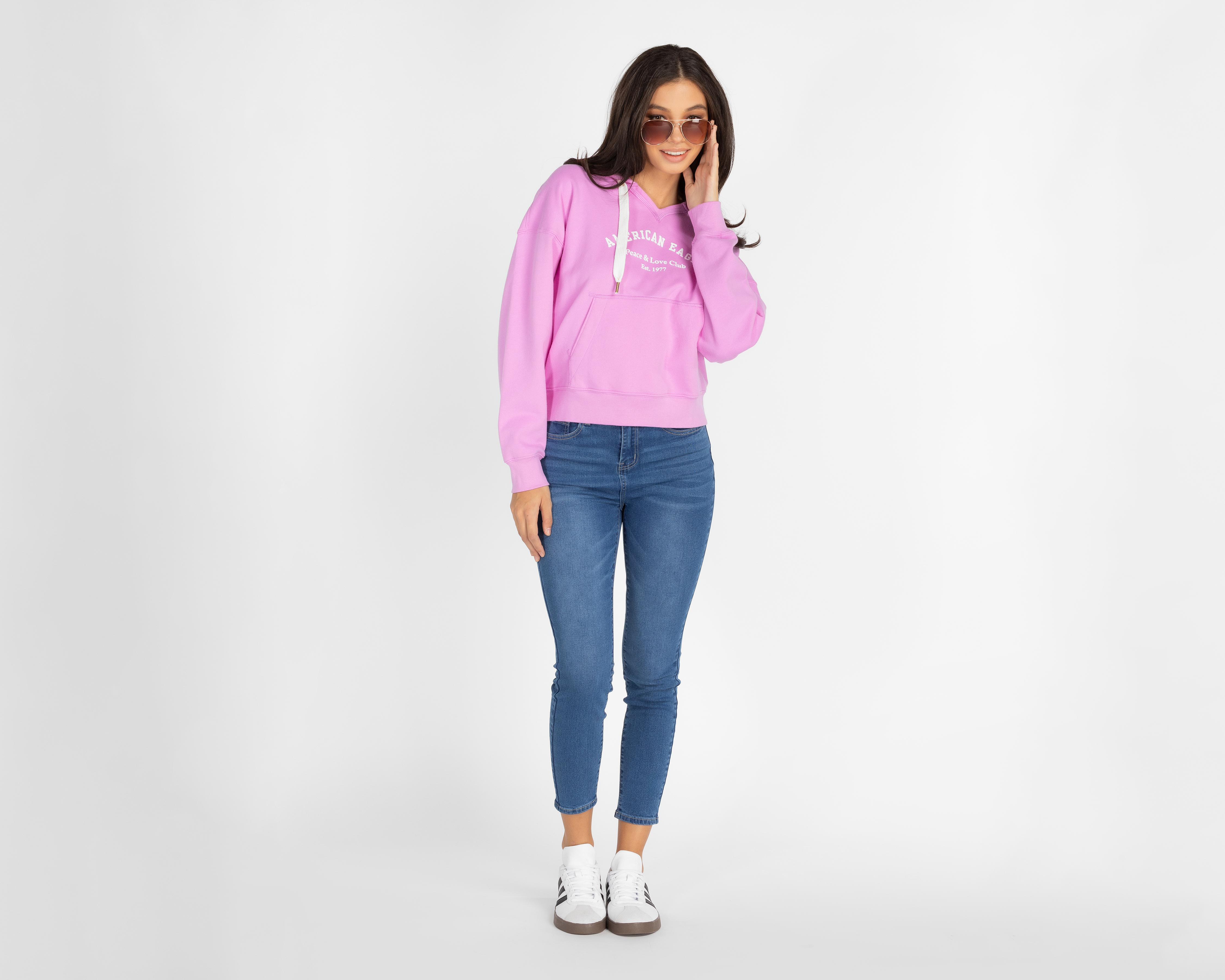 Foto 3 pulgar | Sudadera American Eagle Outfitters Rosa con Capucha