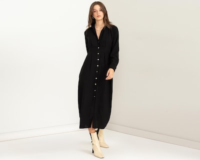 Foto 2 | Vestido Casual Sahara Negro Midi con Botones