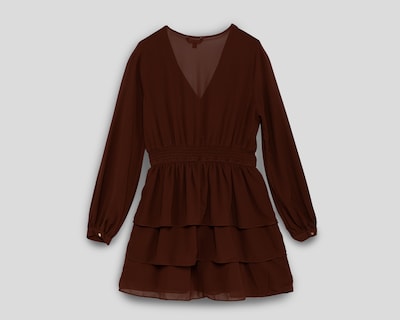 Foto 2 | Vestido Casual Sahara Café Manga Larga con Olanes
