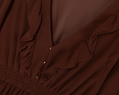 Foto 3 | Vestido Casual Sahara Café Manga Larga con Olanes