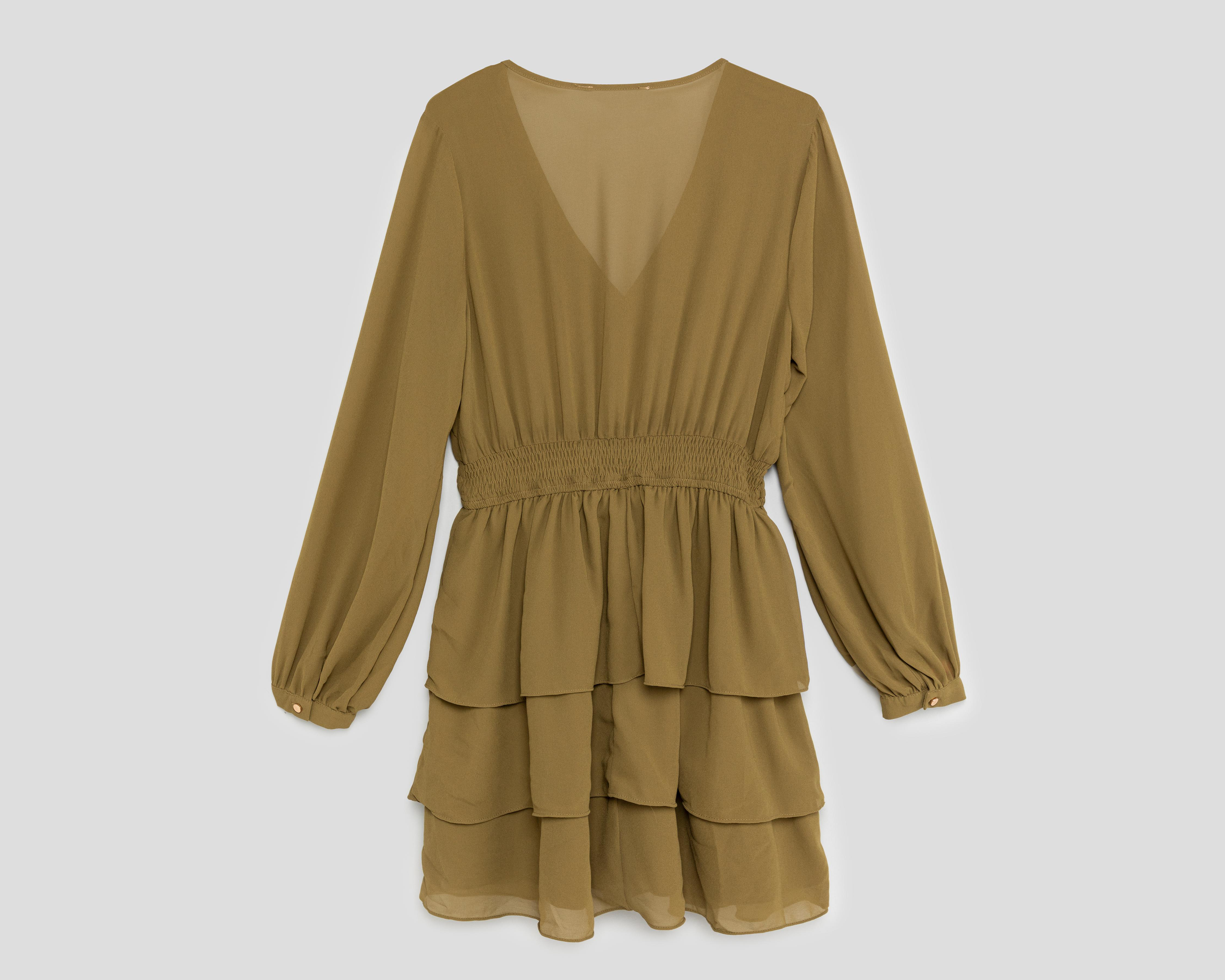 Foto 2 | Vestido Casual Sahara Verde Manga Larga con Olanes