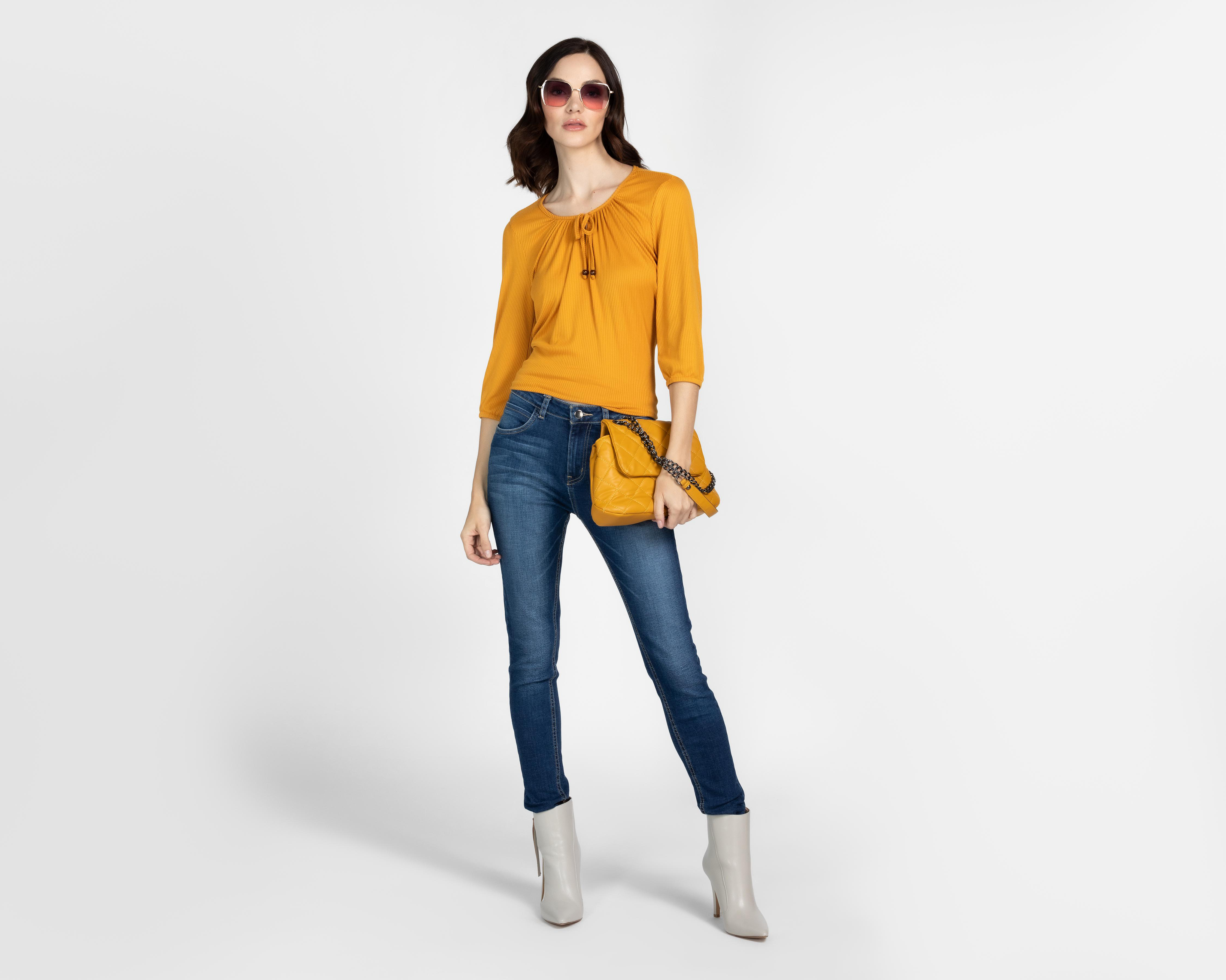 Foto 3 pulgar | Blusa Sahara Mostaza para Mujer