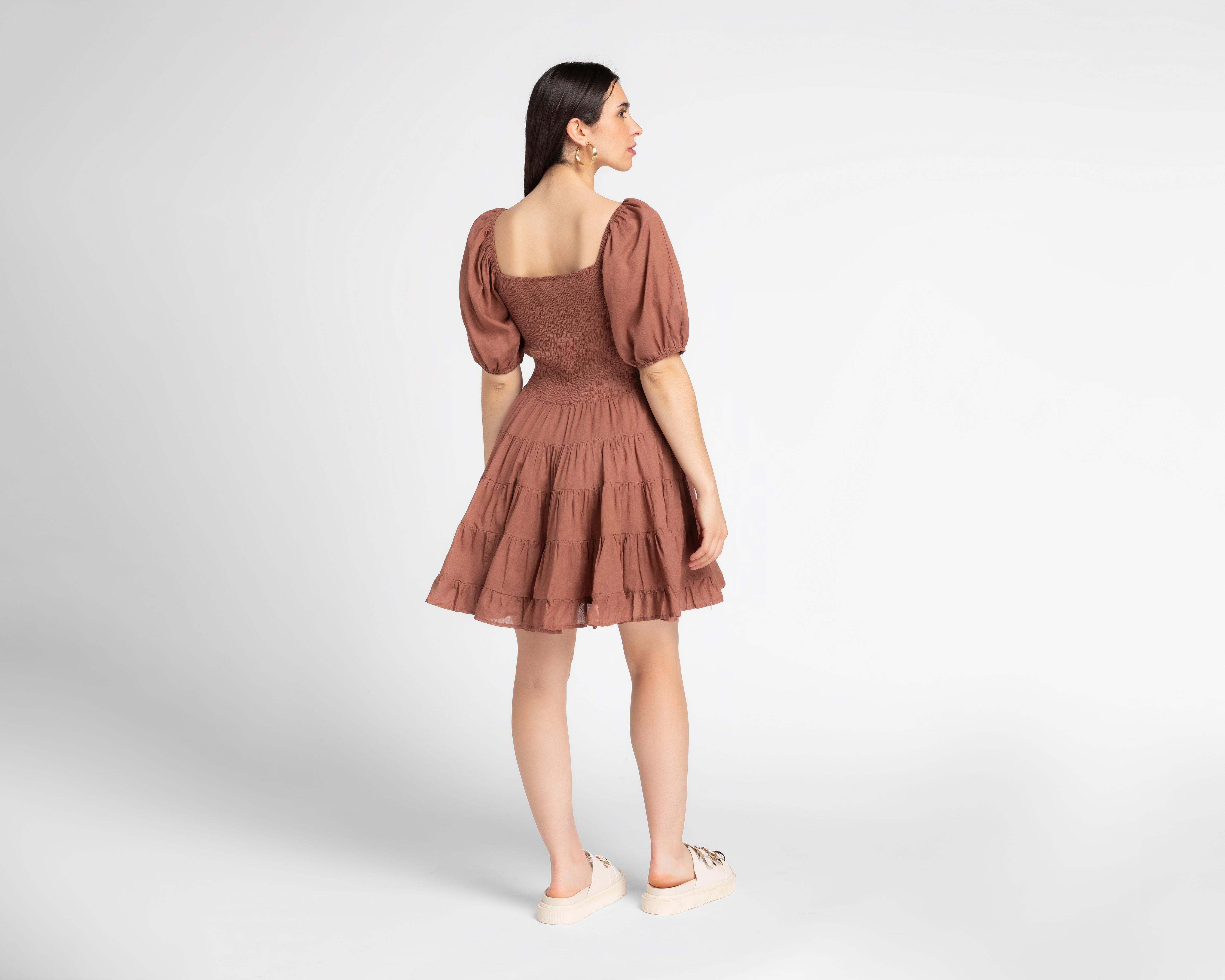 Foto 3 | Vestido HYFVE Casual Café Zurcido