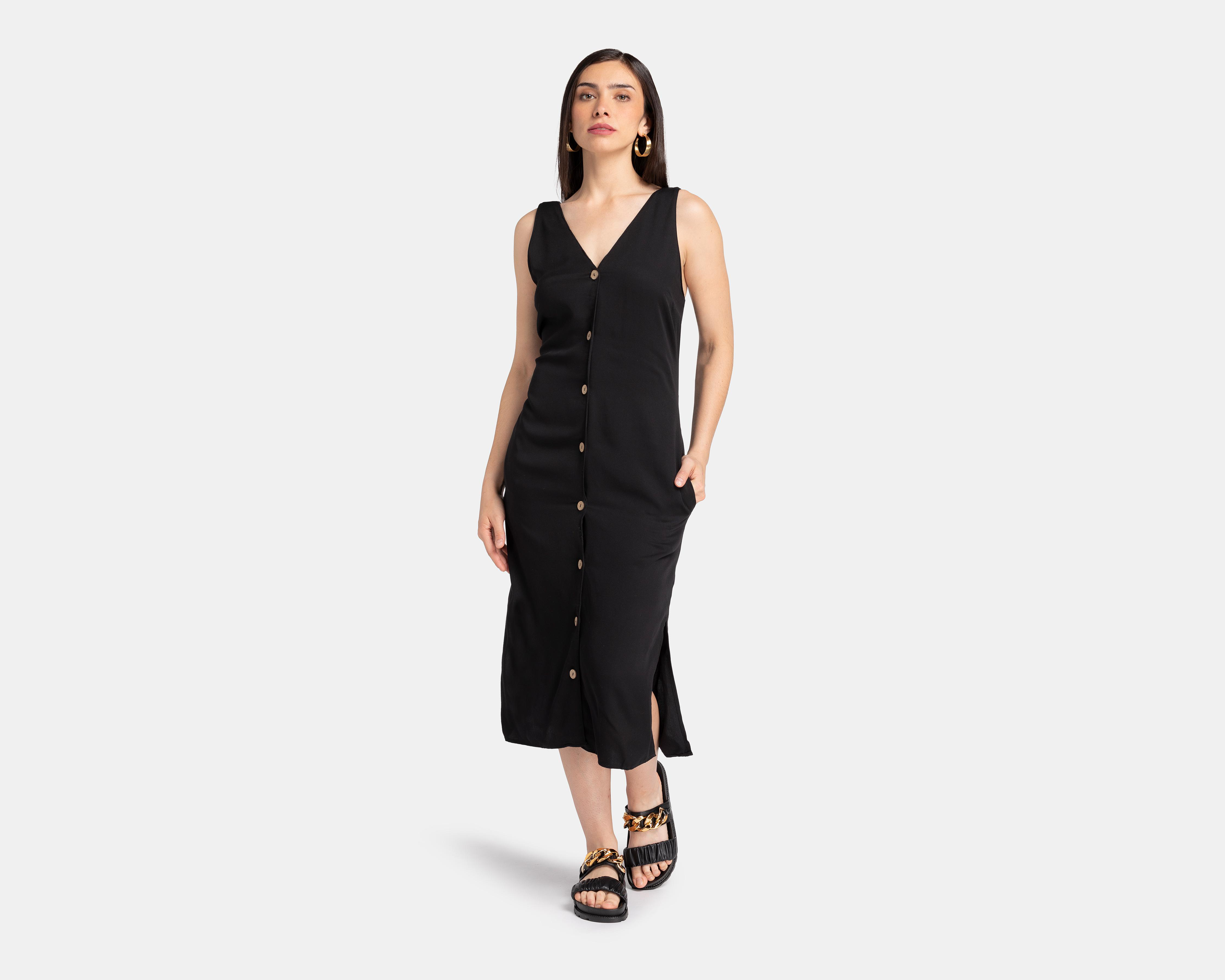 Vestido HYFVE Casual Midi con Botones
