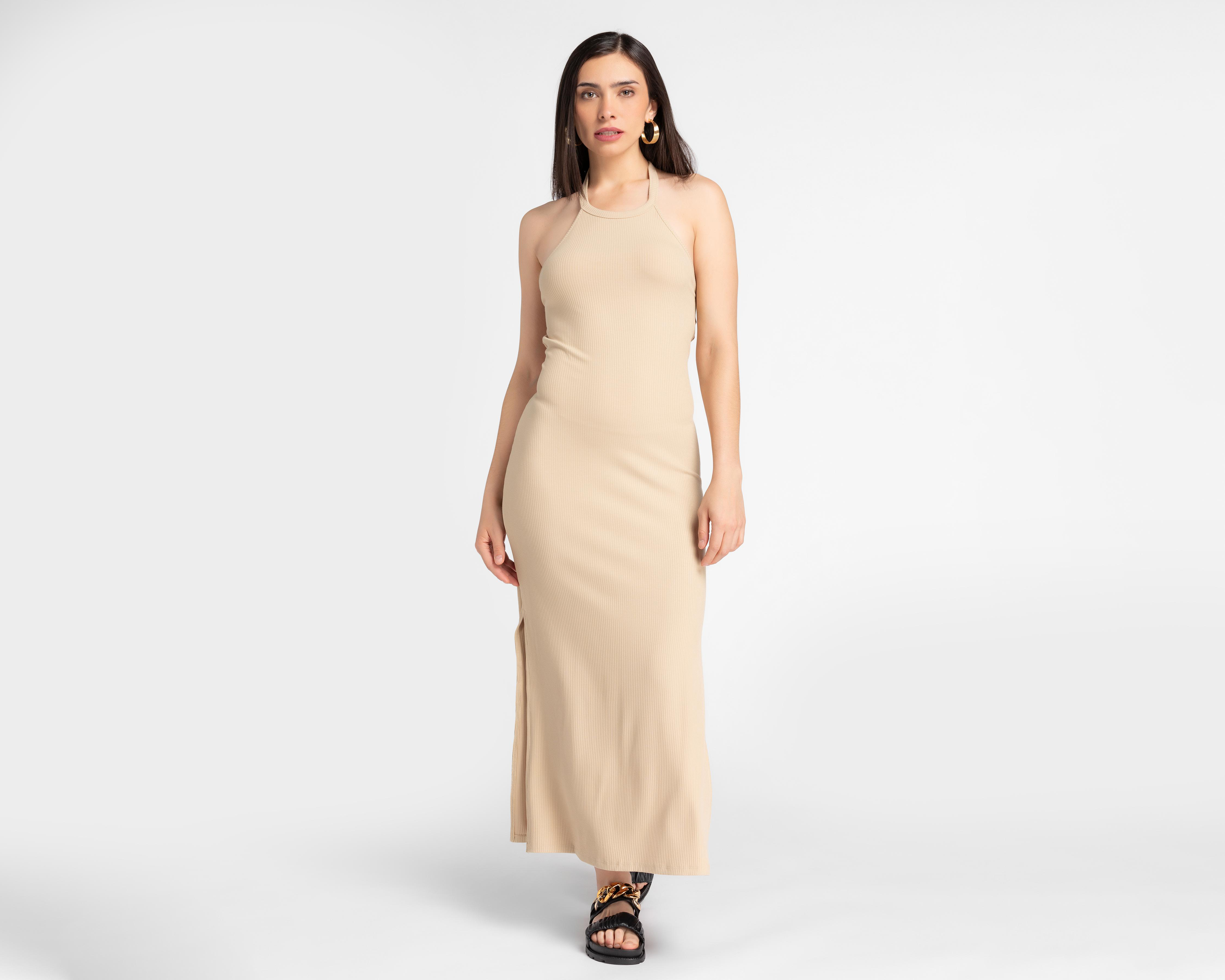 Vestido Double Zero Casual Midi Cuello Halter