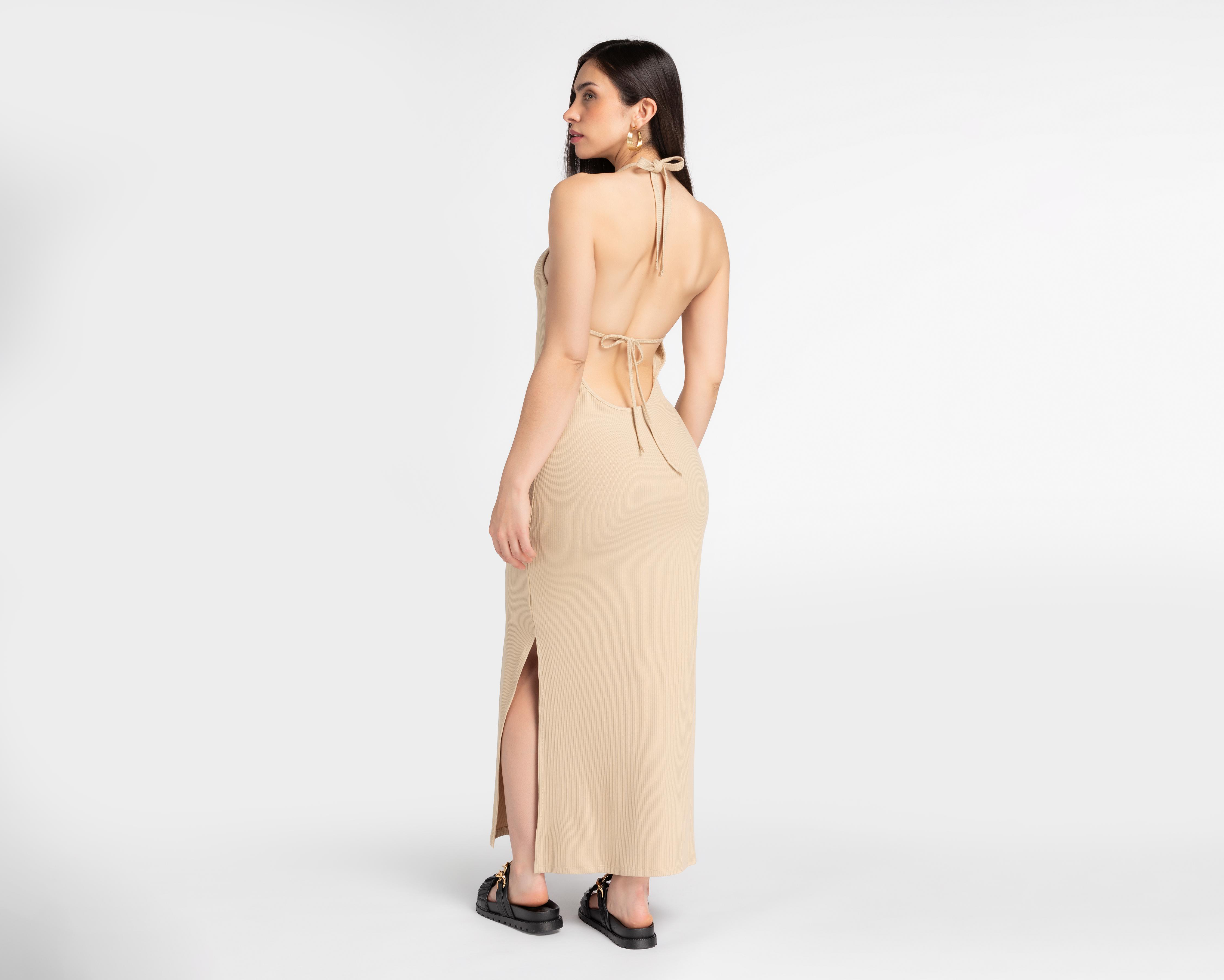 Foto 3 | Vestido Double Zero Casual Midi Cuello Halter