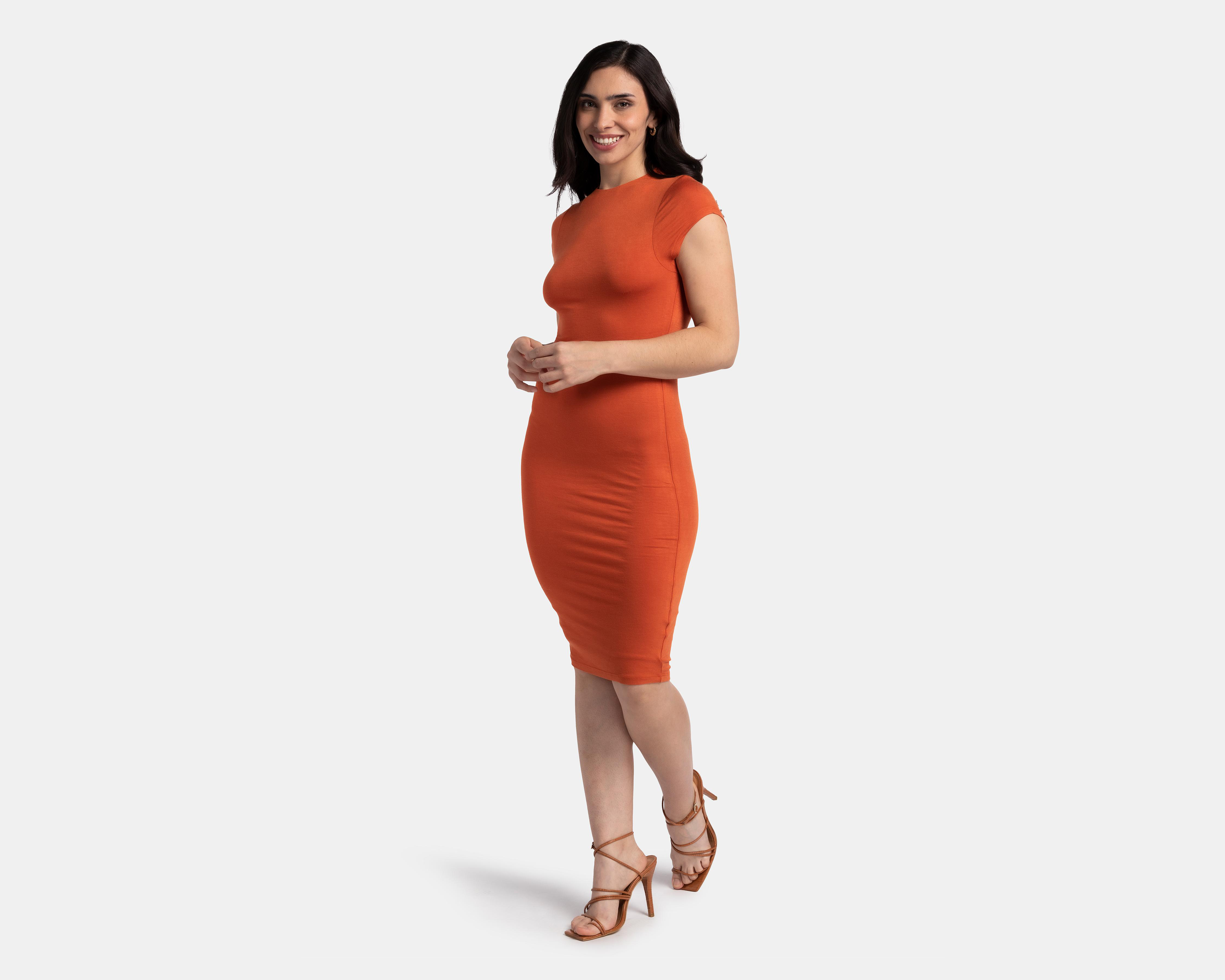 Vestido Double Zero Casual Midi Manga Corta