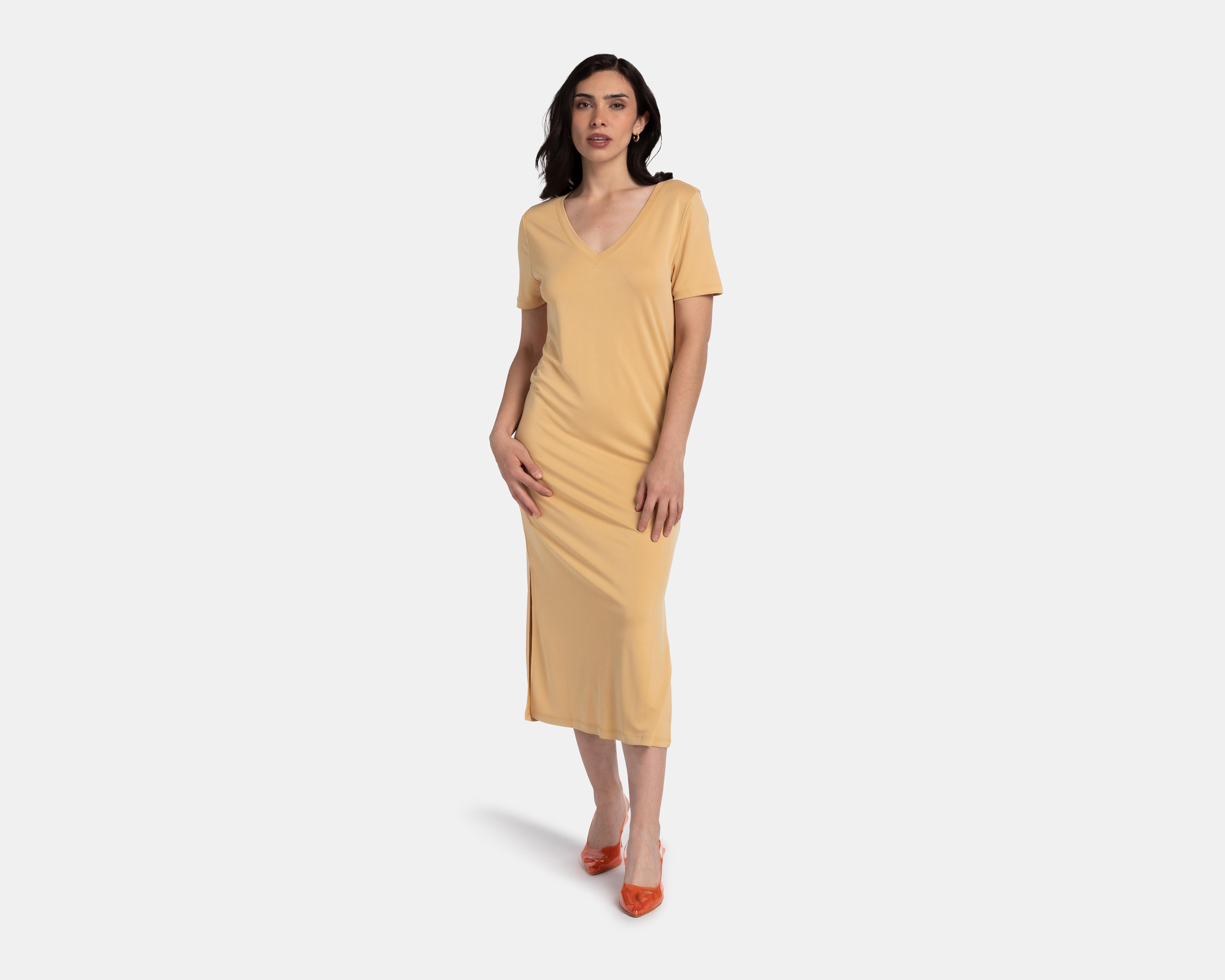 Vestido Double Zero Casual Midi con Abertura