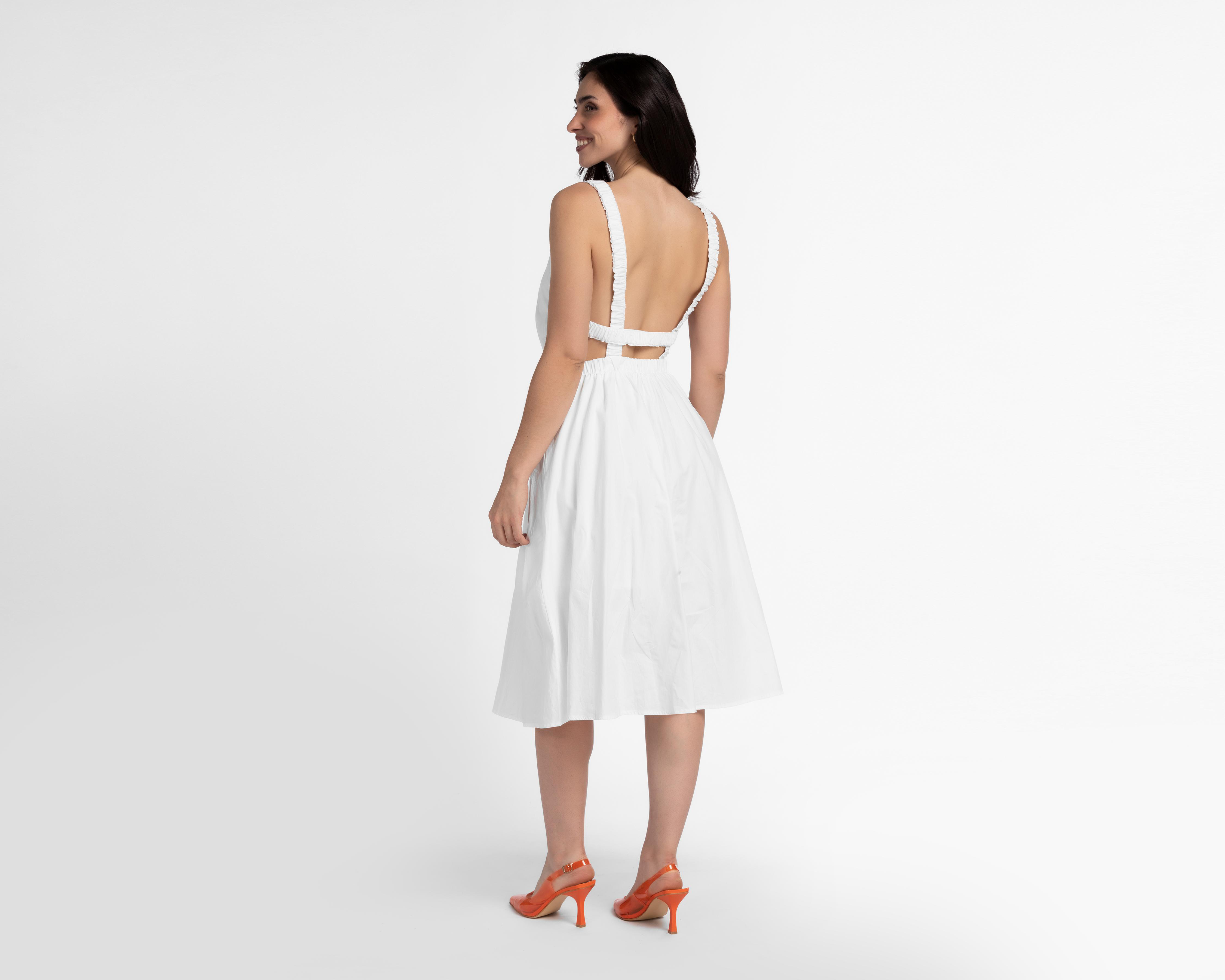 Foto 4 pulgar | Vestido HYFVE Casual Blanco con Espalda Descubierta