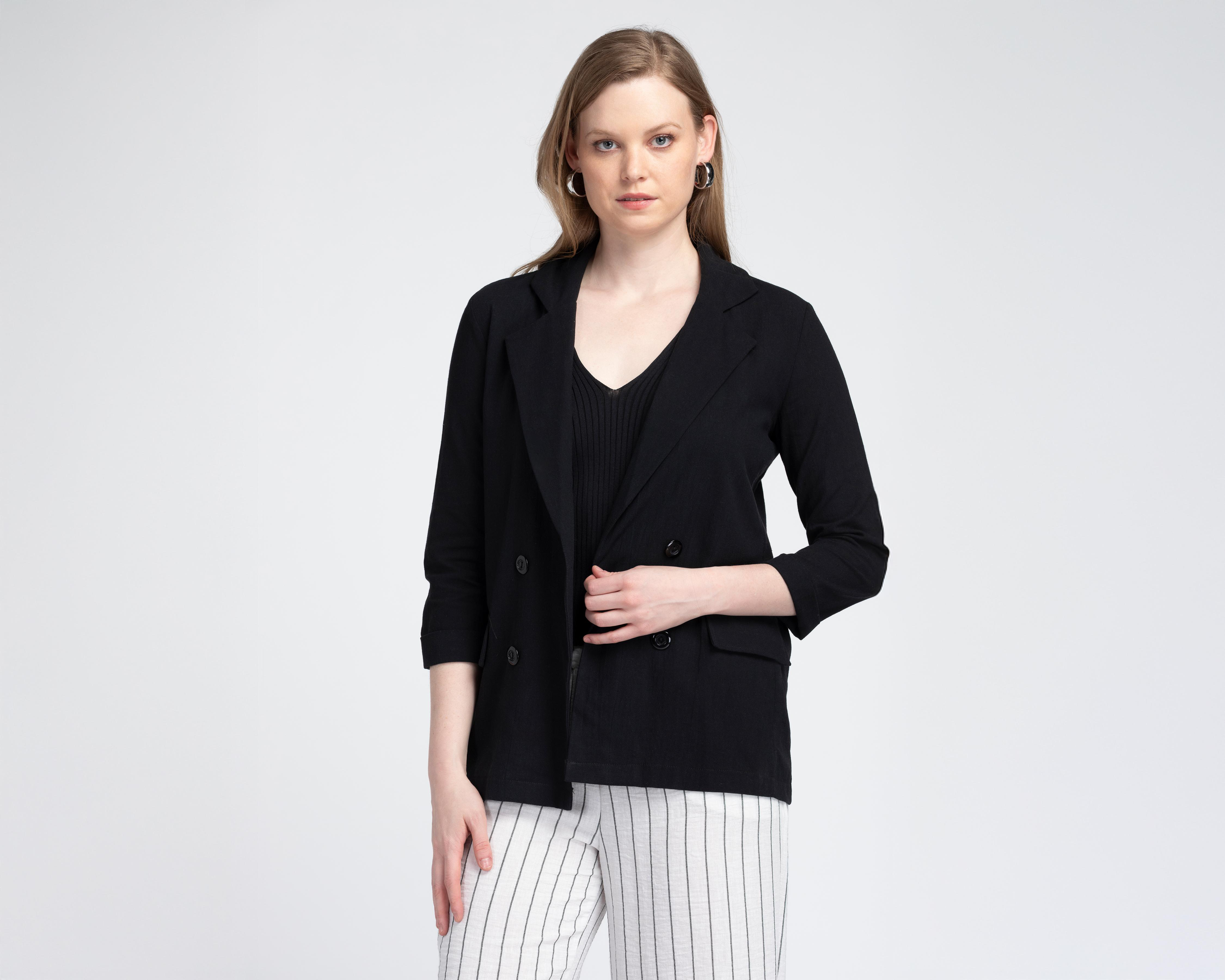 Foto 2 | Blazer de Algodón Negro Sahara para Mujer