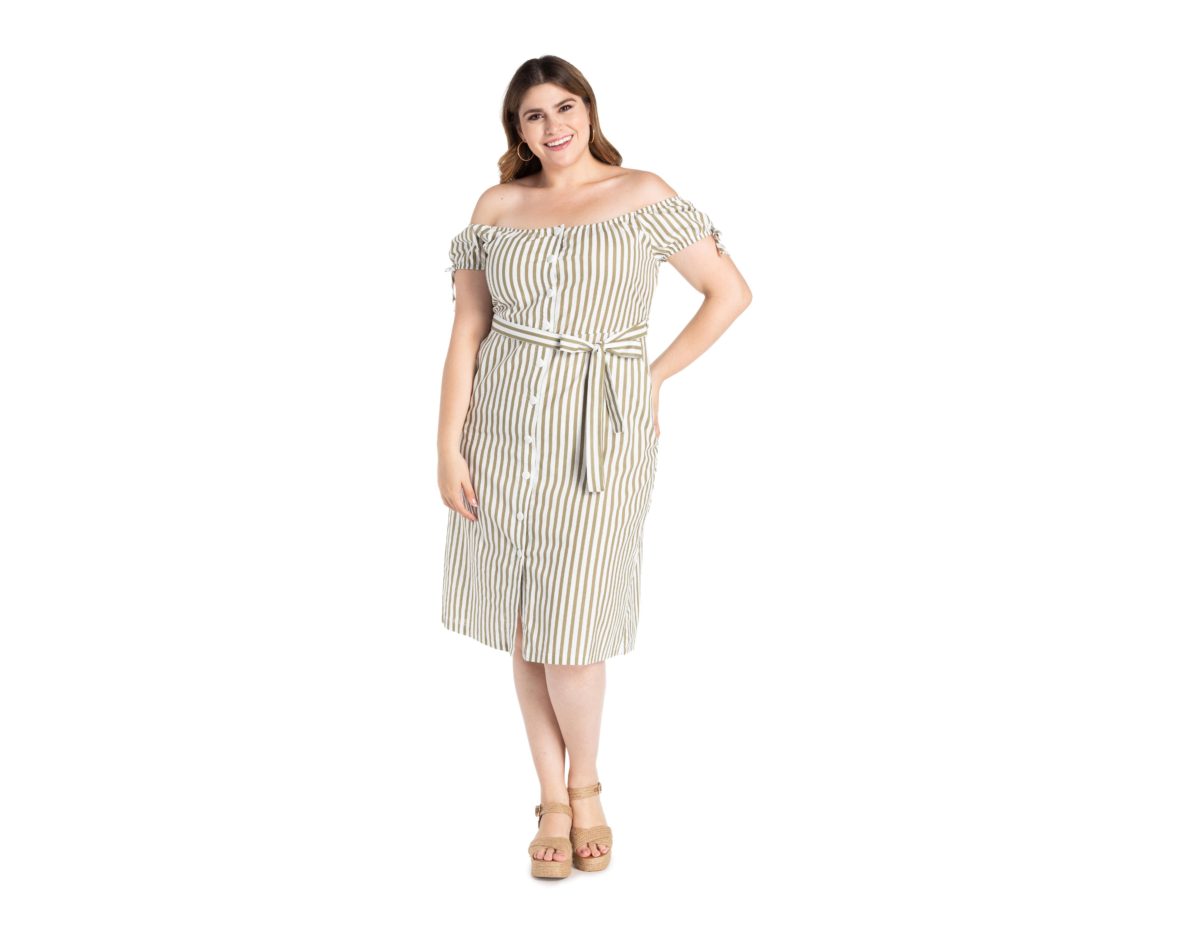 Foto 5 pulgar | Vestido Refill Causal Midi a Rayas