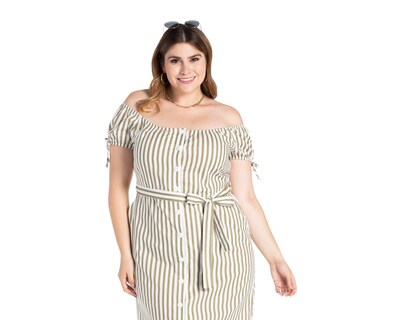 Foto 5 | Vestido Refill Causal Midi a Rayas