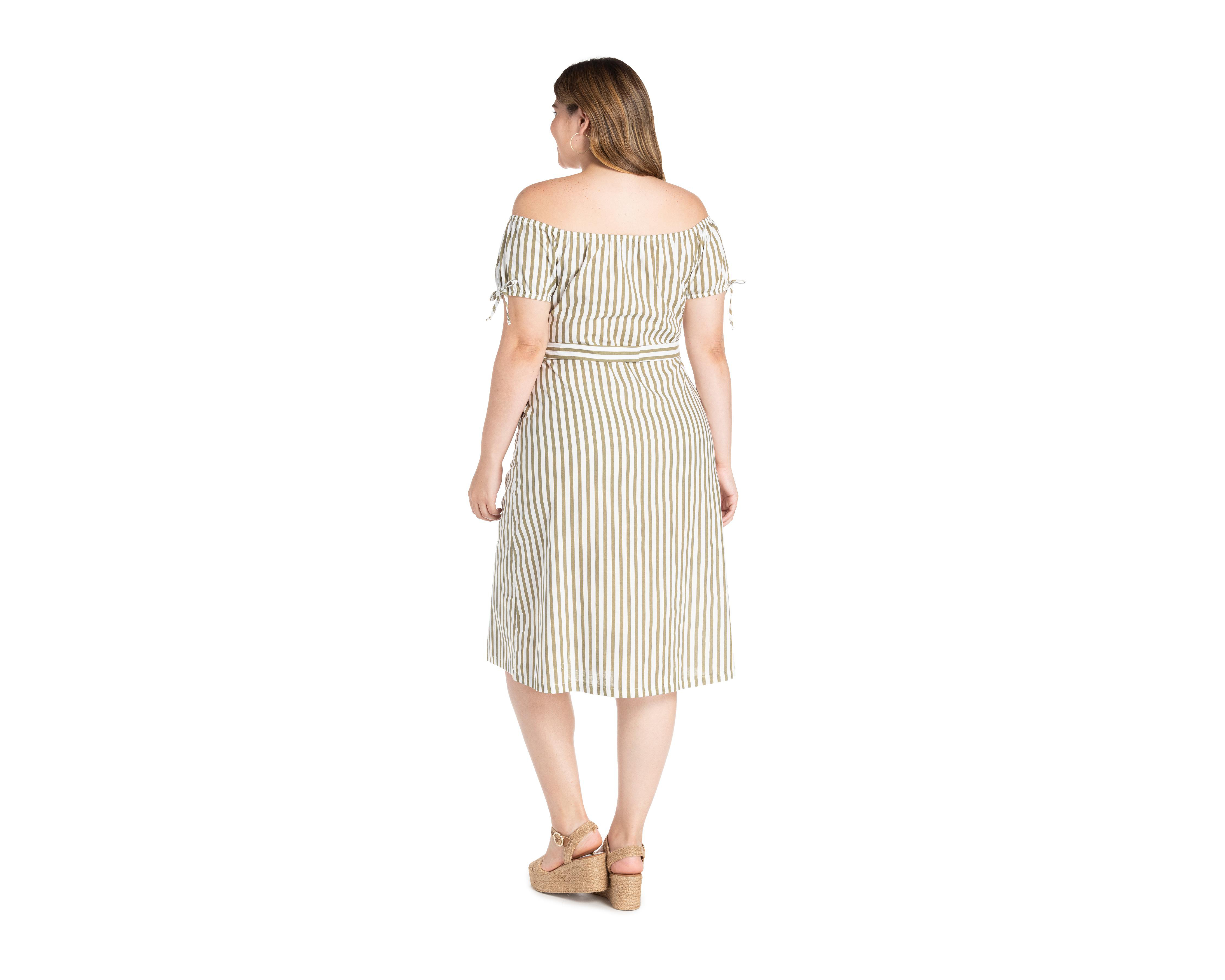 Foto 7 pulgar | Vestido Refill Causal Midi a Rayas