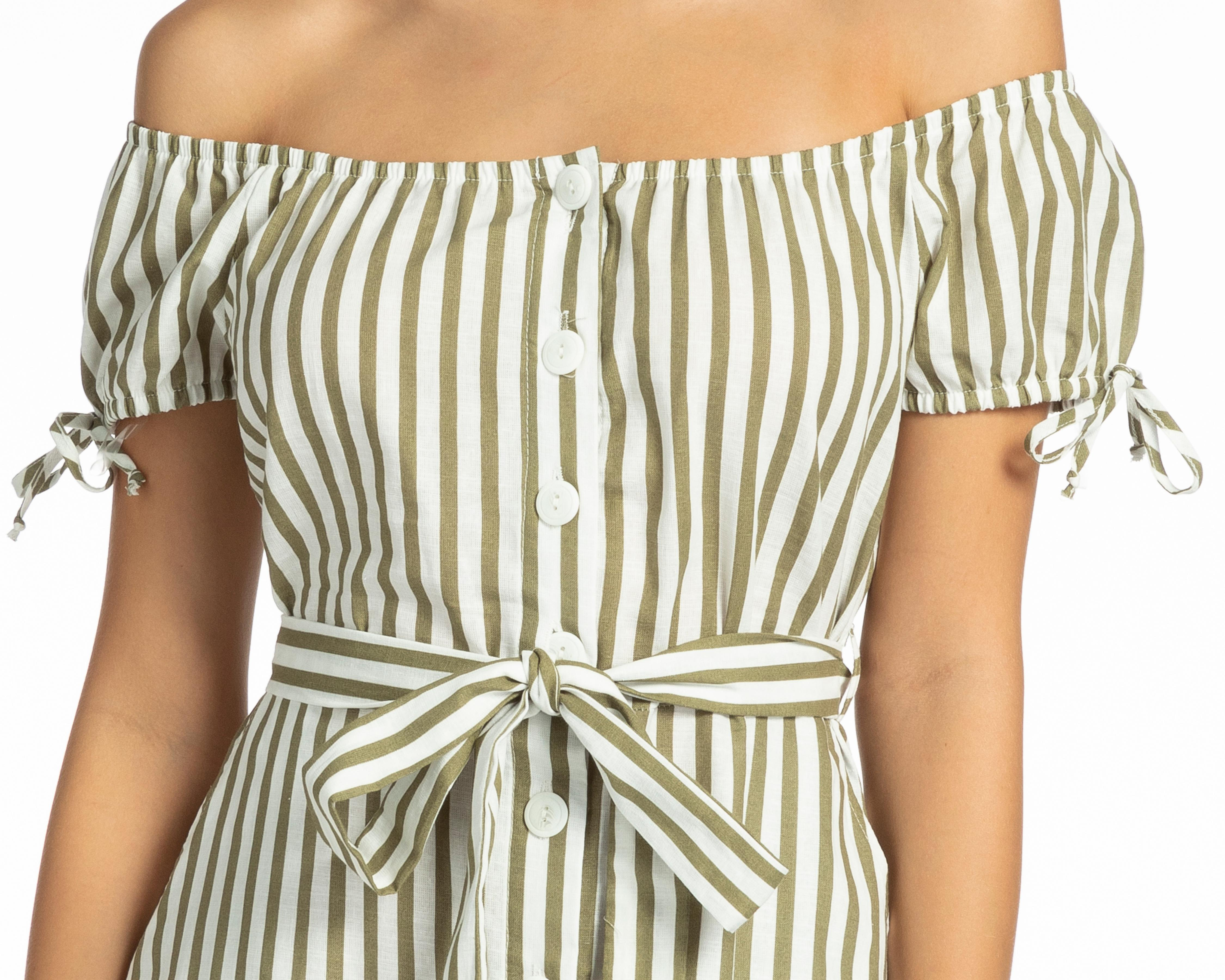 Foto 8 pulgar | Vestido Refill Causal Midi a Rayas