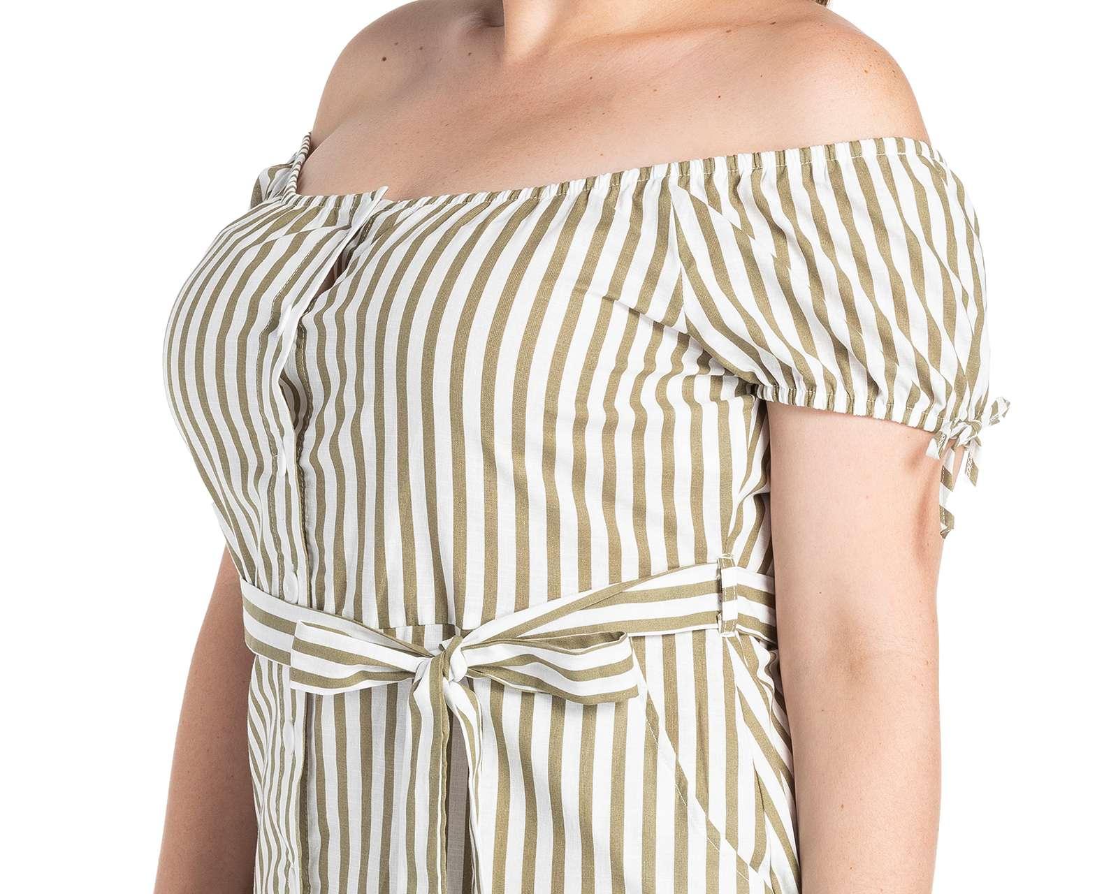 Foto 9 pulgar | Vestido Refill Causal Midi a Rayas